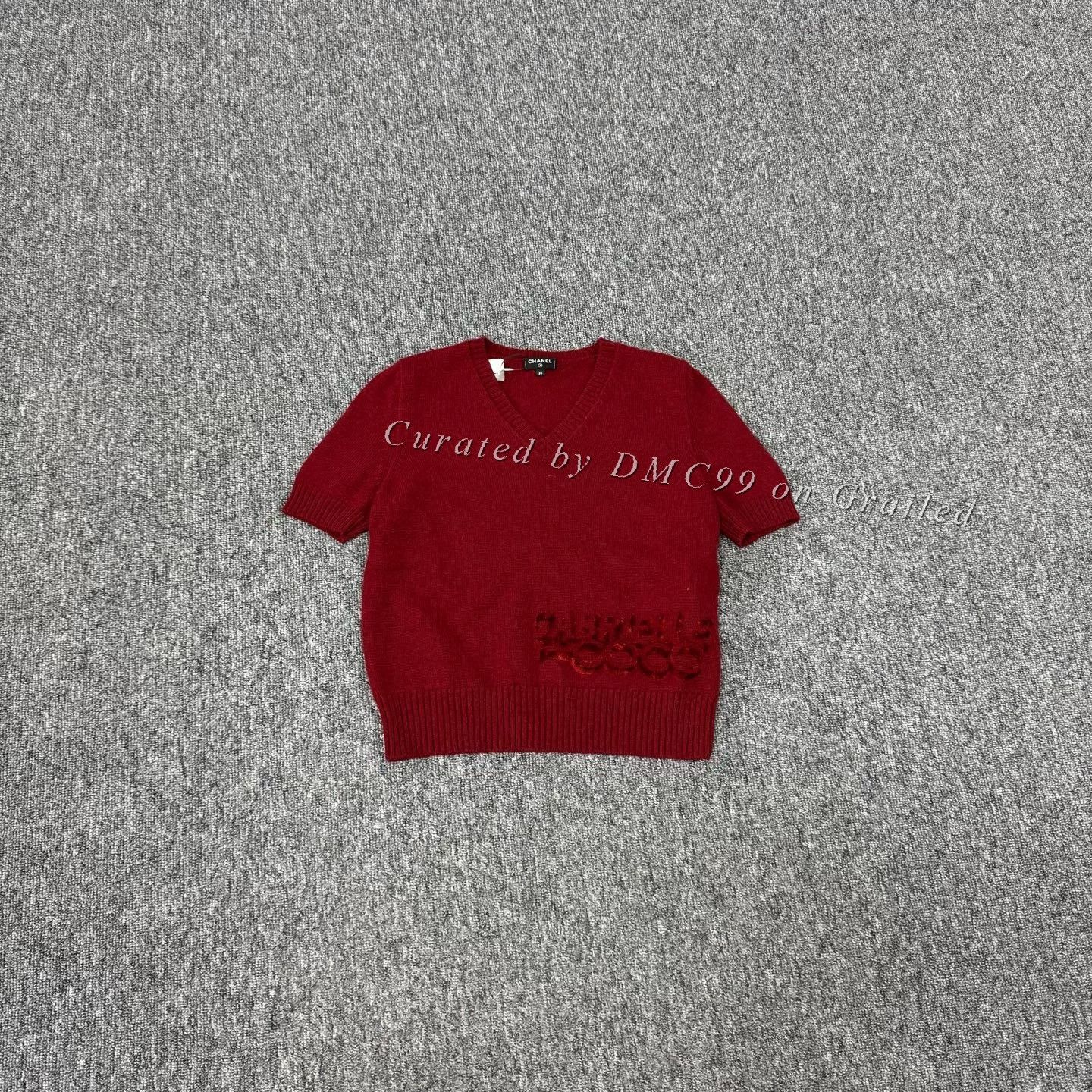 Chanel Chanel Red Double C Fitted V-Neck Knit Top Size XS / US 0-2 / IT 36-38 - 1 Thumbnail