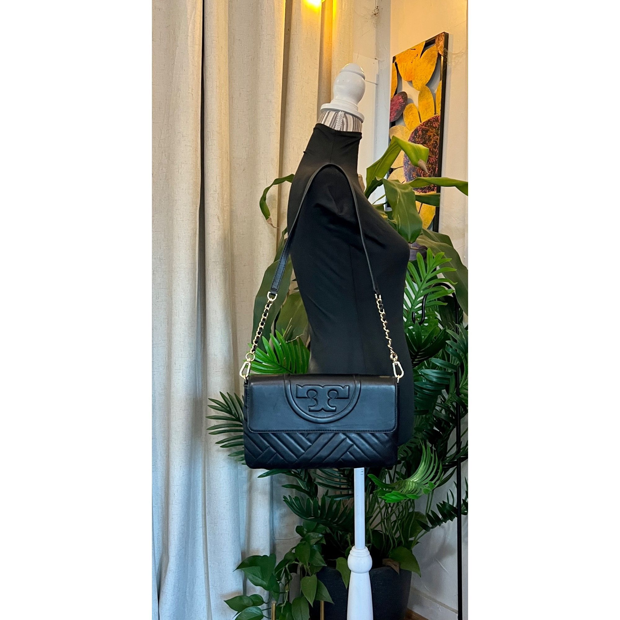 Tory Burch ✺✺ AUTHENTIC TORY BURCH Black Quilted Leather Fleming Handba Size ONE SIZE - 10 Thumbnail