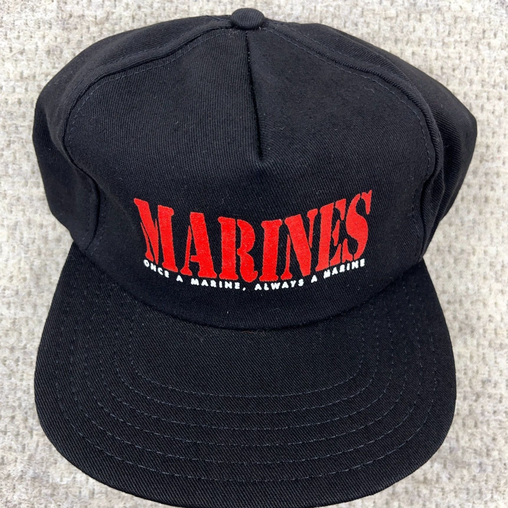 Vintage VINTAGE USA Black United States Marines Hat Cap Snapback USMC Semper Fi Veteran 90s Black Mens Snapback Hat Size ONE SIZE - 3 Thumbnail
