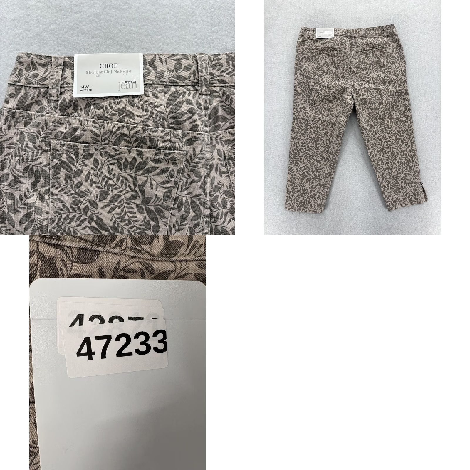 Vintage CJ Banks Perfect Jean Crop Straight Fit Jeans Womens 14W Beige Floral Casual NWT Size 36" / US 14 / IT 50 - 9 Thumbnail