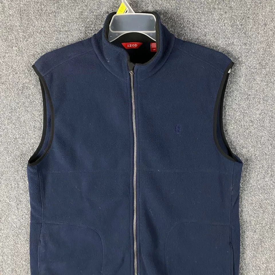 Izod Izod Vest Men's Large Fleece Full Zip Navy Blue Polyester L Size US L / EU 52-54 / 3 - 2 Thumbnail