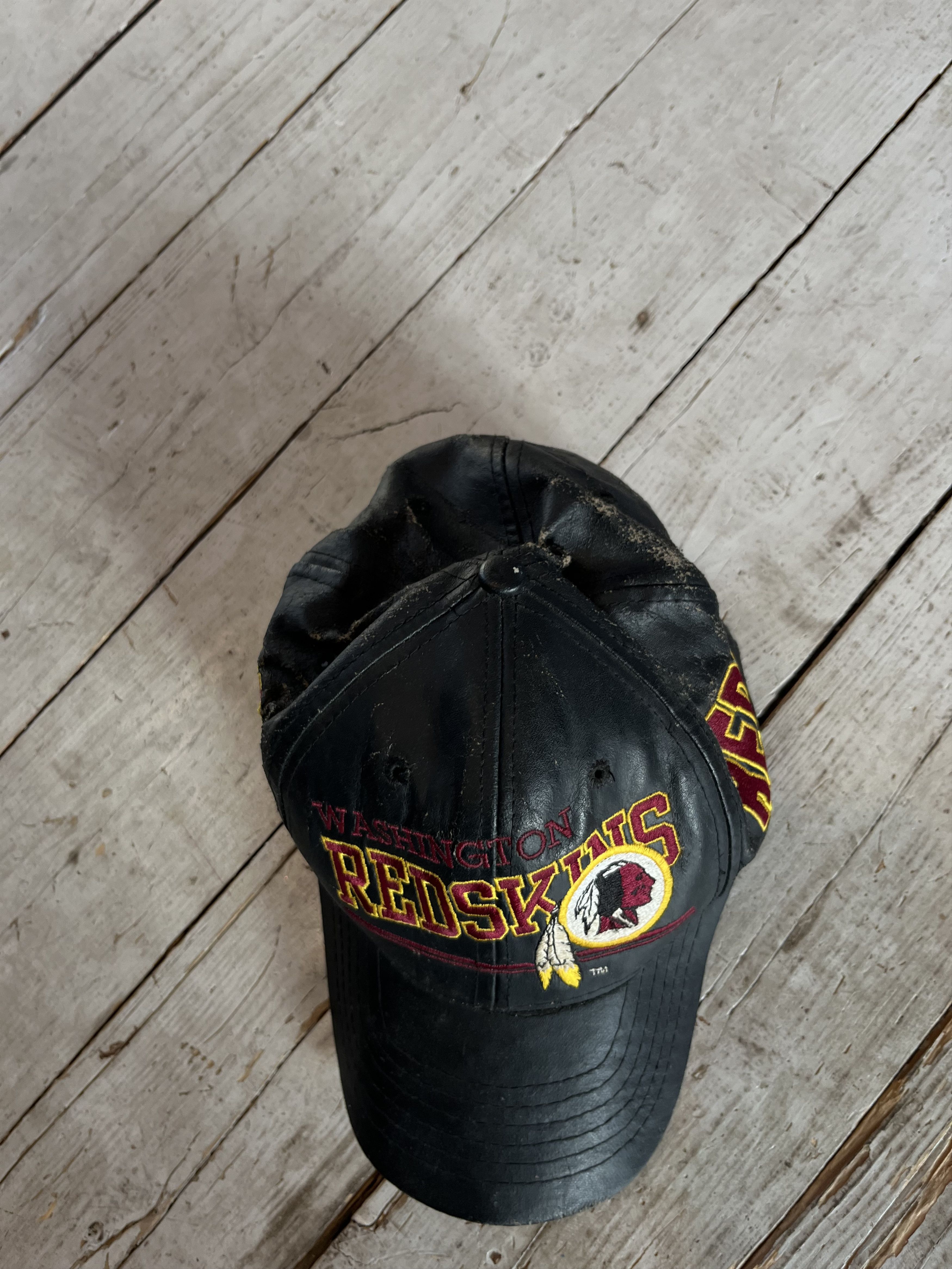 NFL × Vintage Vintage 90s Washington Redskins NFL Leather Cap Y2K Rare Size ONE SIZE - 6 Thumbnail