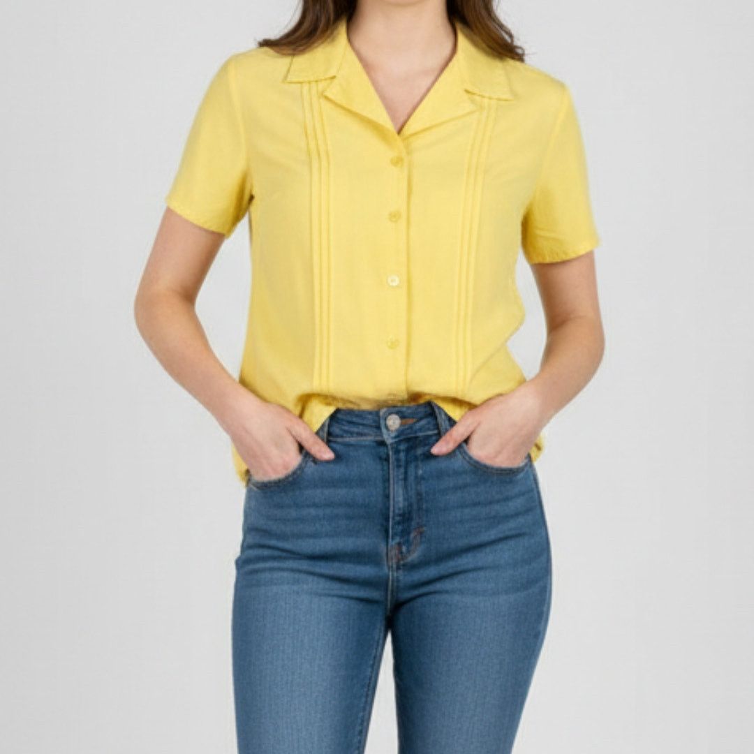 Vintage Sag Harbor Vintage Yellow Button Front Blouse Womens Small Size S / US 4 / IT 40 - 2 Thumbnail