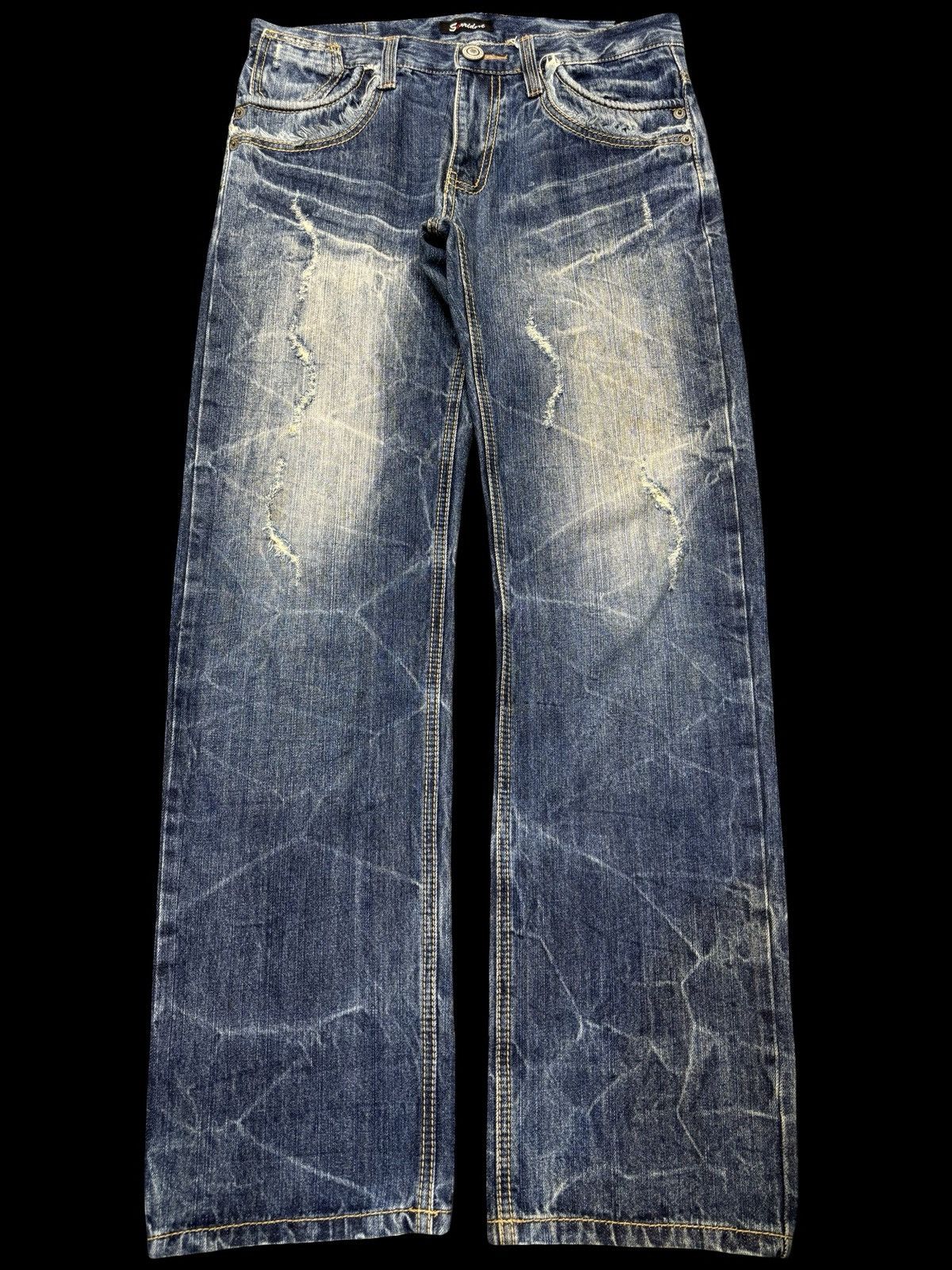 Seditionaries 💥Insane💥SorriderexBack&Forth Spiral Distressed Denim F661 Size US 33 - 2 Thumbnail