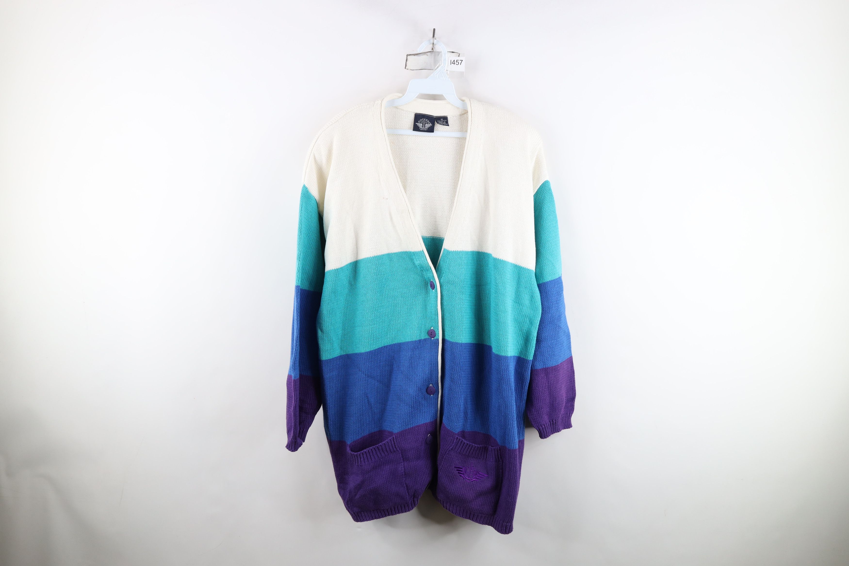Dockers Vintage 90s Dockers Block Baggy Fit Knit Cardigan Sweater Size XL / US 12-14 / IT 48-50 - 1 Thumbnail