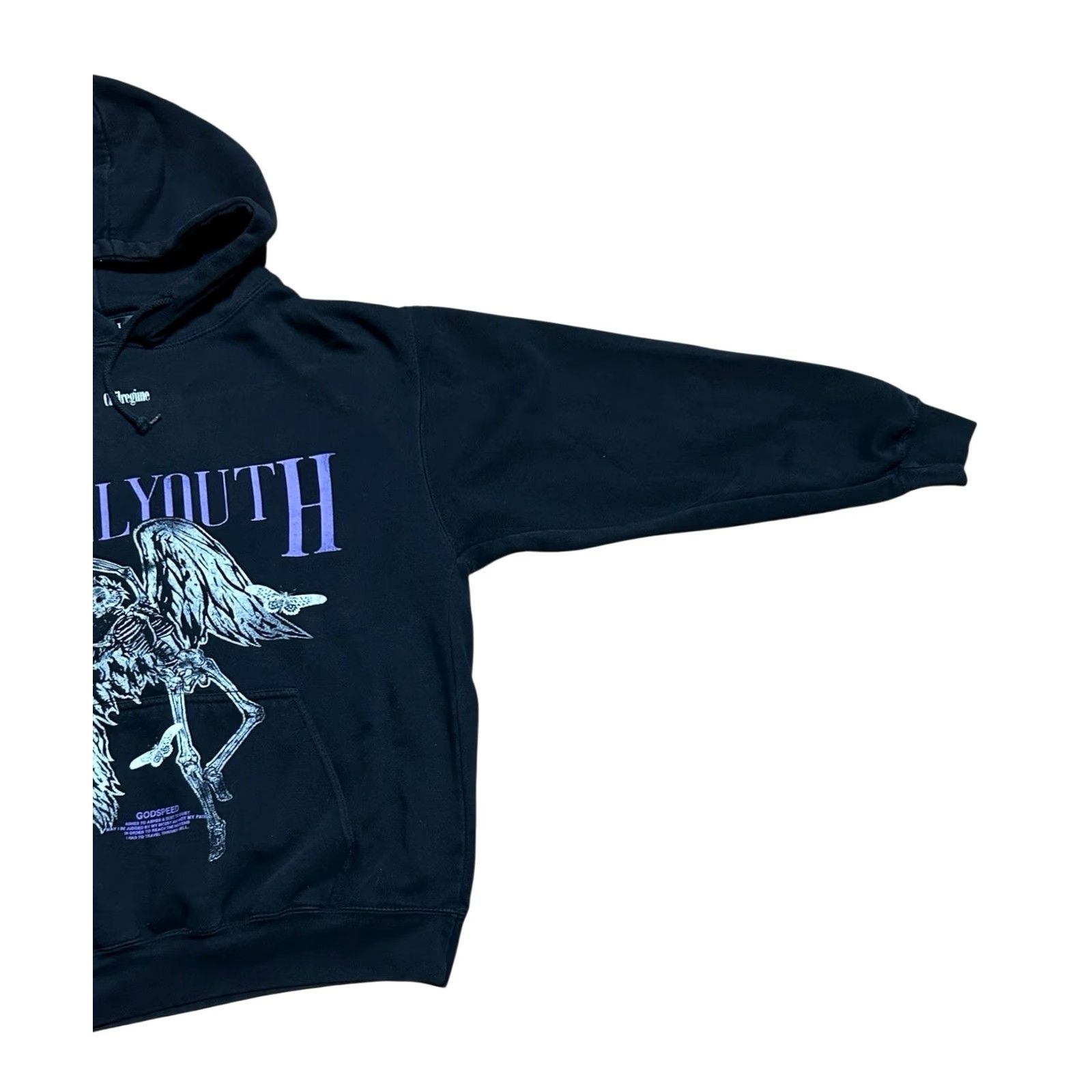 Vintage Civil Regime Hoodie Women M Black Rebel Graphic Spellout Sweater Hooded Pockets All Seasons Logo Size M / US 6-8 / IT 42-44 - 4 Thumbnail