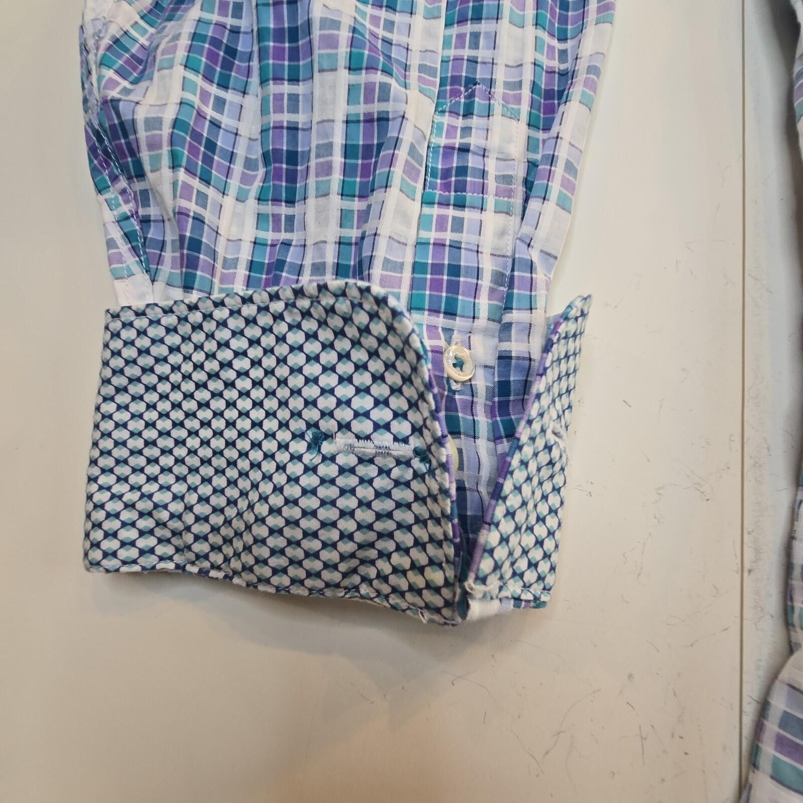 Other BUGATCHI Long Sleeved Plaid Button Up Shirt Men's XL Blue Size US XL / EU 56 / 4 - 4 Thumbnail