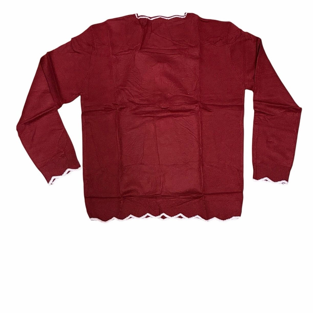 The Unbranded Brand Half Zipper Knit Sweater Casual V Neck Long Sleeve burgundy Size XL / US 12-14 / IT 48-50 - 4 Thumbnail