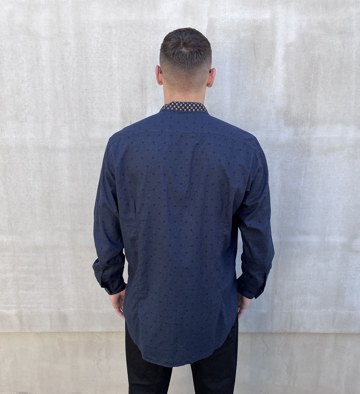 Etro Etro Polka Dot Shirt Band Collar Dark Blue Italy Size M Mens Size US XXL / EU 58 / 5 - 3 Thumbnail