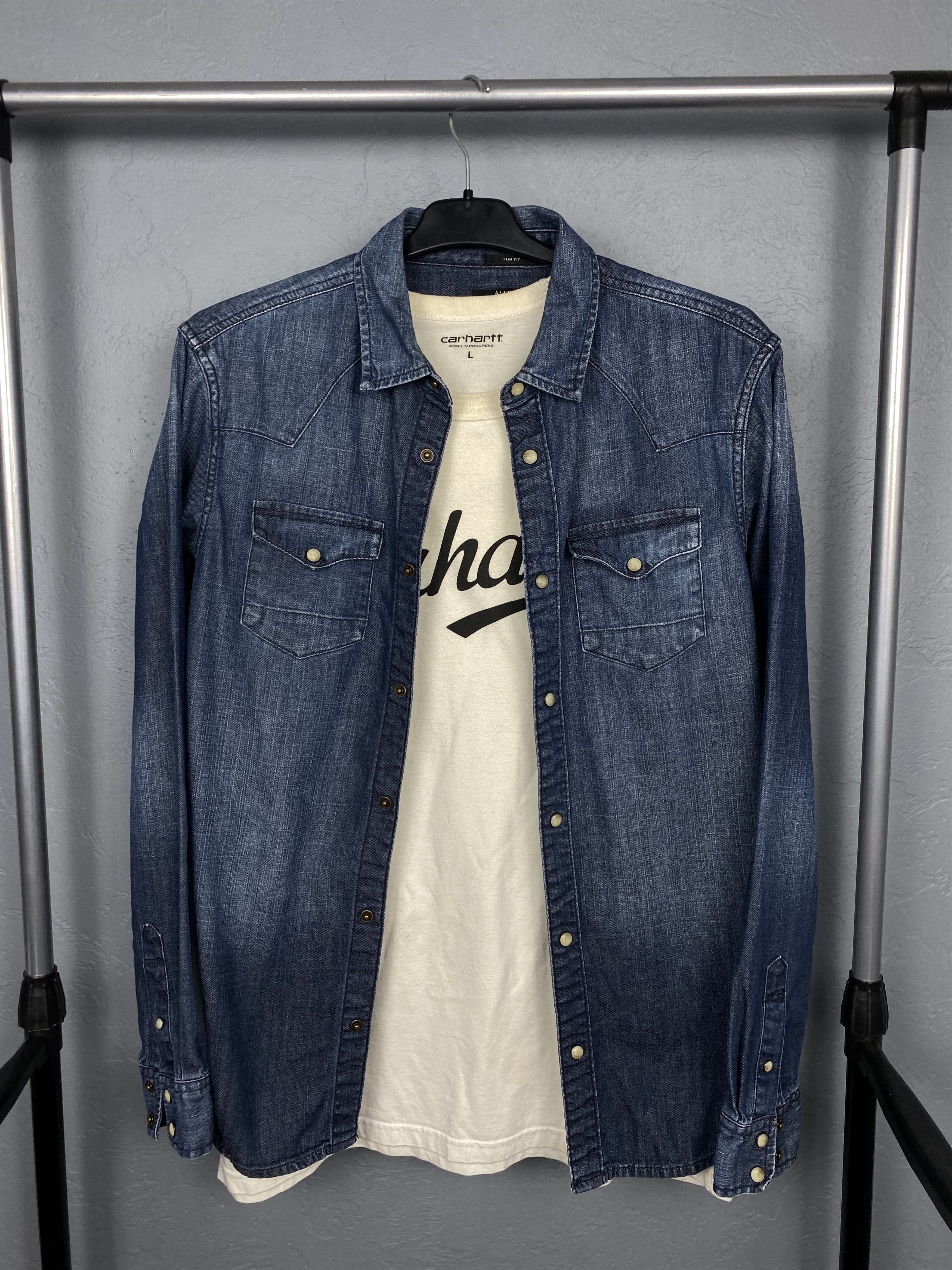 Allsaints Allsaints Miya Vintage Mens Denim Shirt Y2K Jeans Size US S / EU 44-46 / 1 - 1 Thumbnail