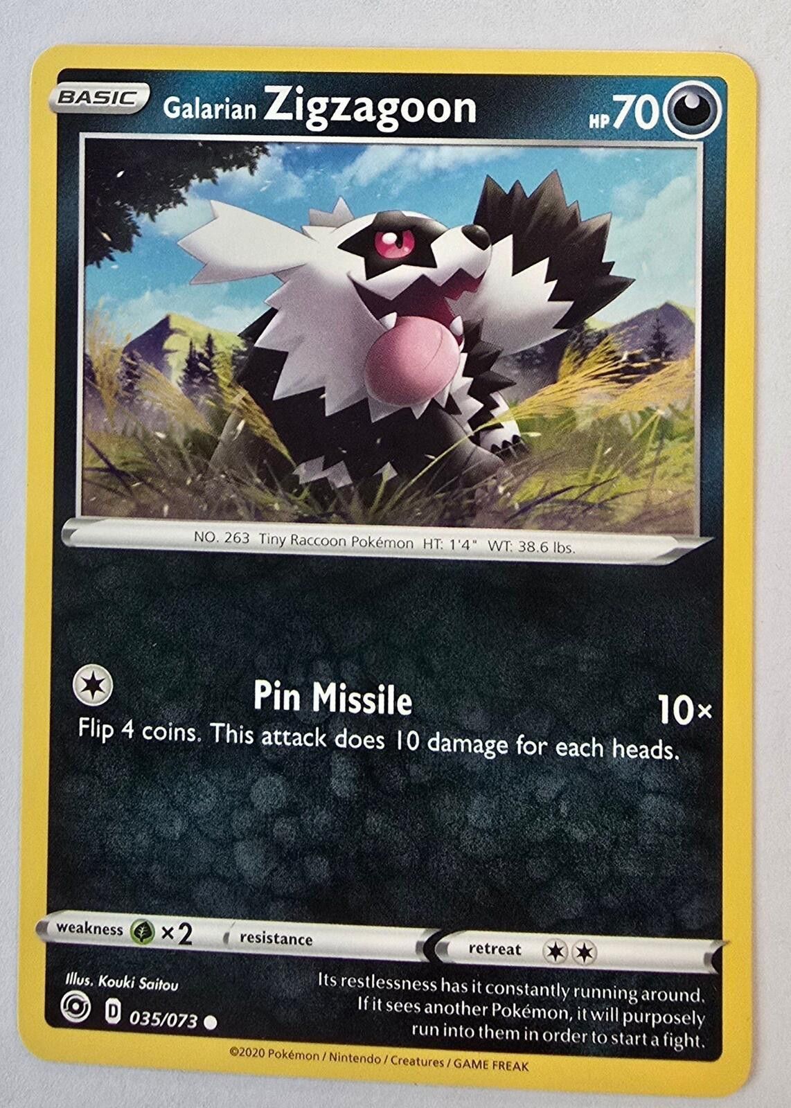 Pokemon Galarian Zigzagoon Pokémon card from Champion's Path Size ONE SIZE - 1 Thumbnail