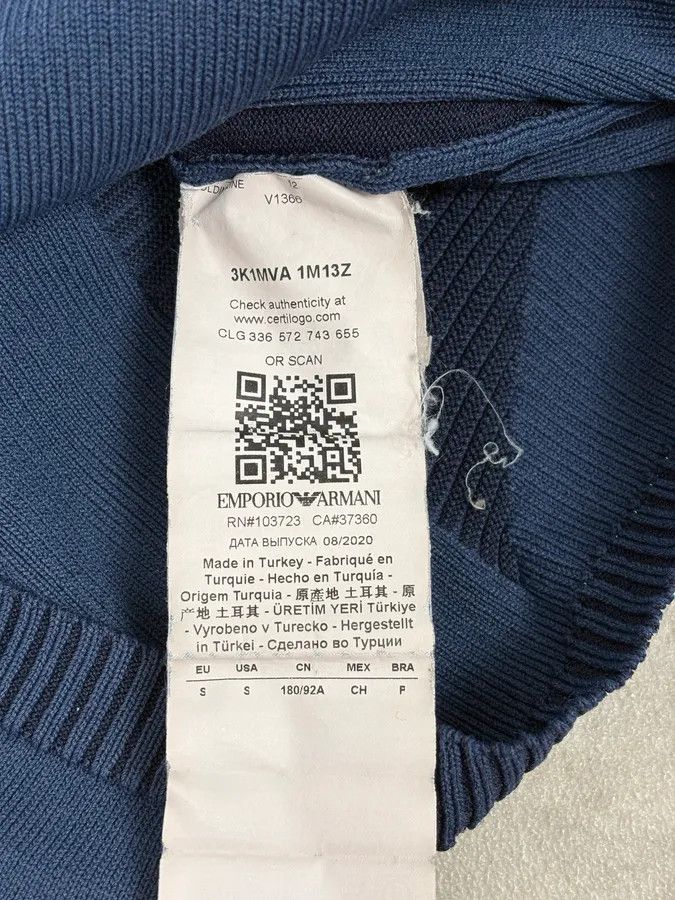Emporio Armani AW2020 Emporio Armani Navy Modern Wave Wool Sweater Size S / US 4 / IT 40 - 9 Thumbnail