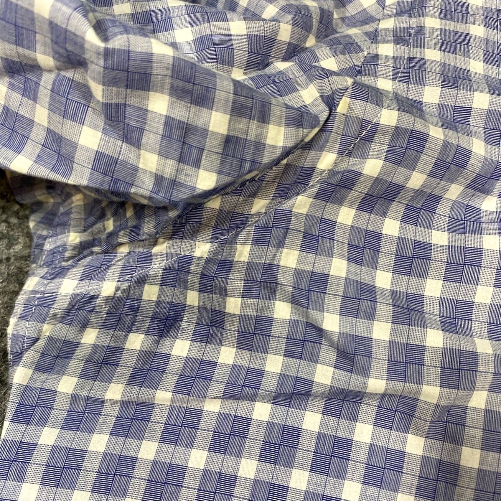 Vintage Ledbury Mens Shirt Slim Fit Gingham Check Spread Collar 16.5 Blue Mens Shirt Size US XL / EU 56 / 4 - 3 Thumbnail