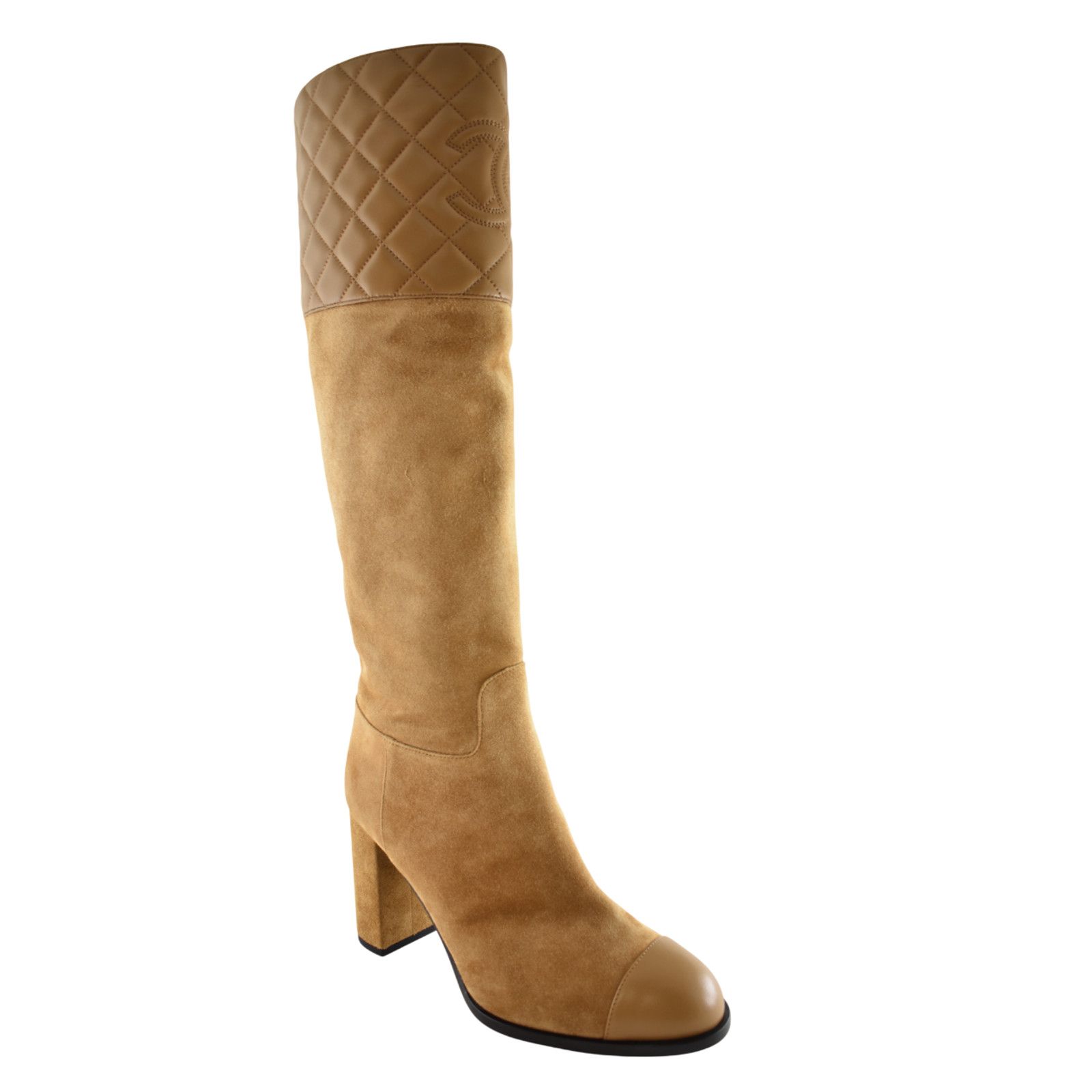 Chanel Chanel 23B Suede Quilted CC Logo Knee High Heel Boots 39 Size US 9 / IT 39 - 5 Thumbnail