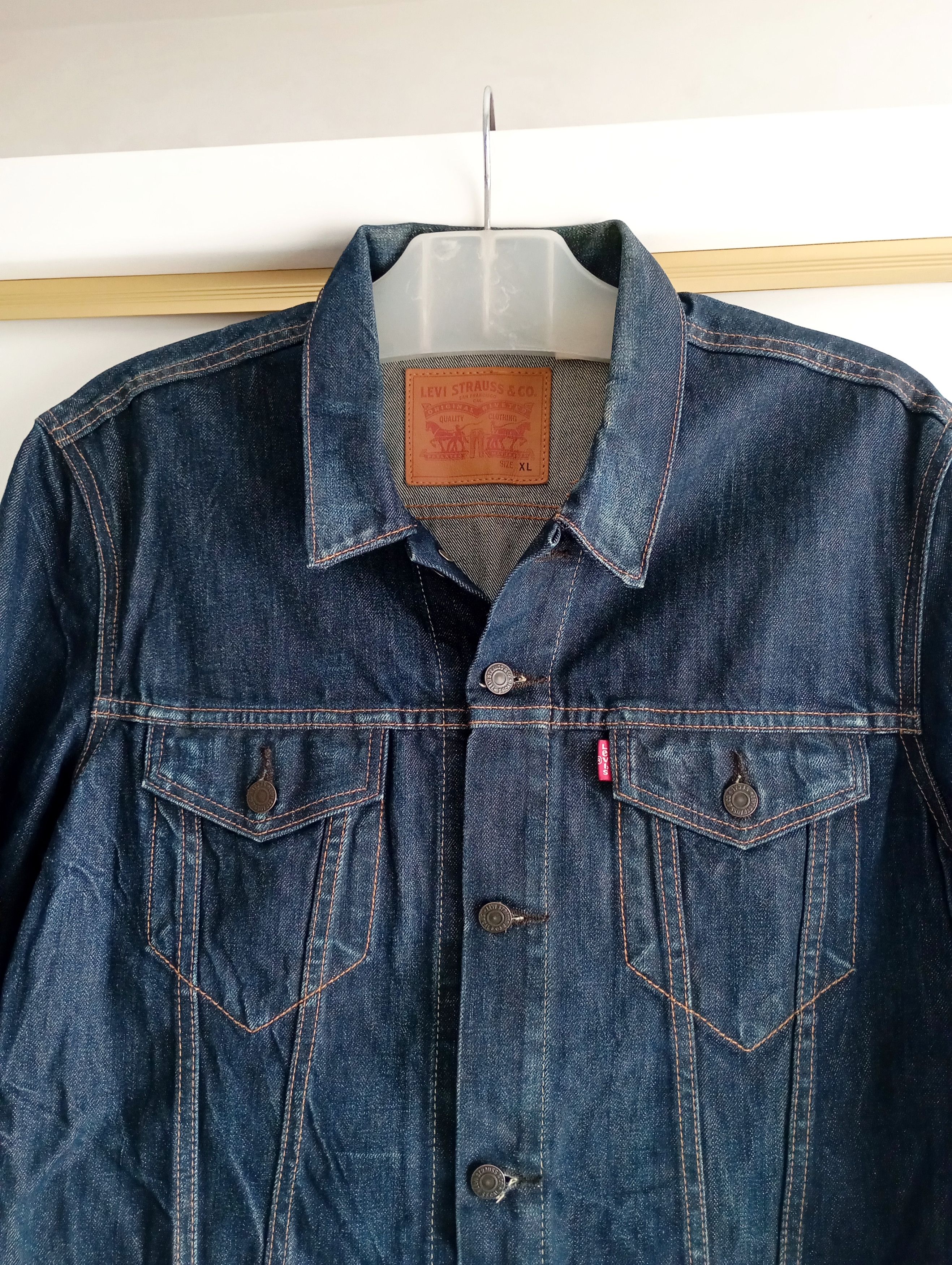 Levi's Levi's Denim Indigo Trucker Jacket Biker Vintage Classic Y2K Size US XL / EU 56 / 4 - 2 Thumbnail
