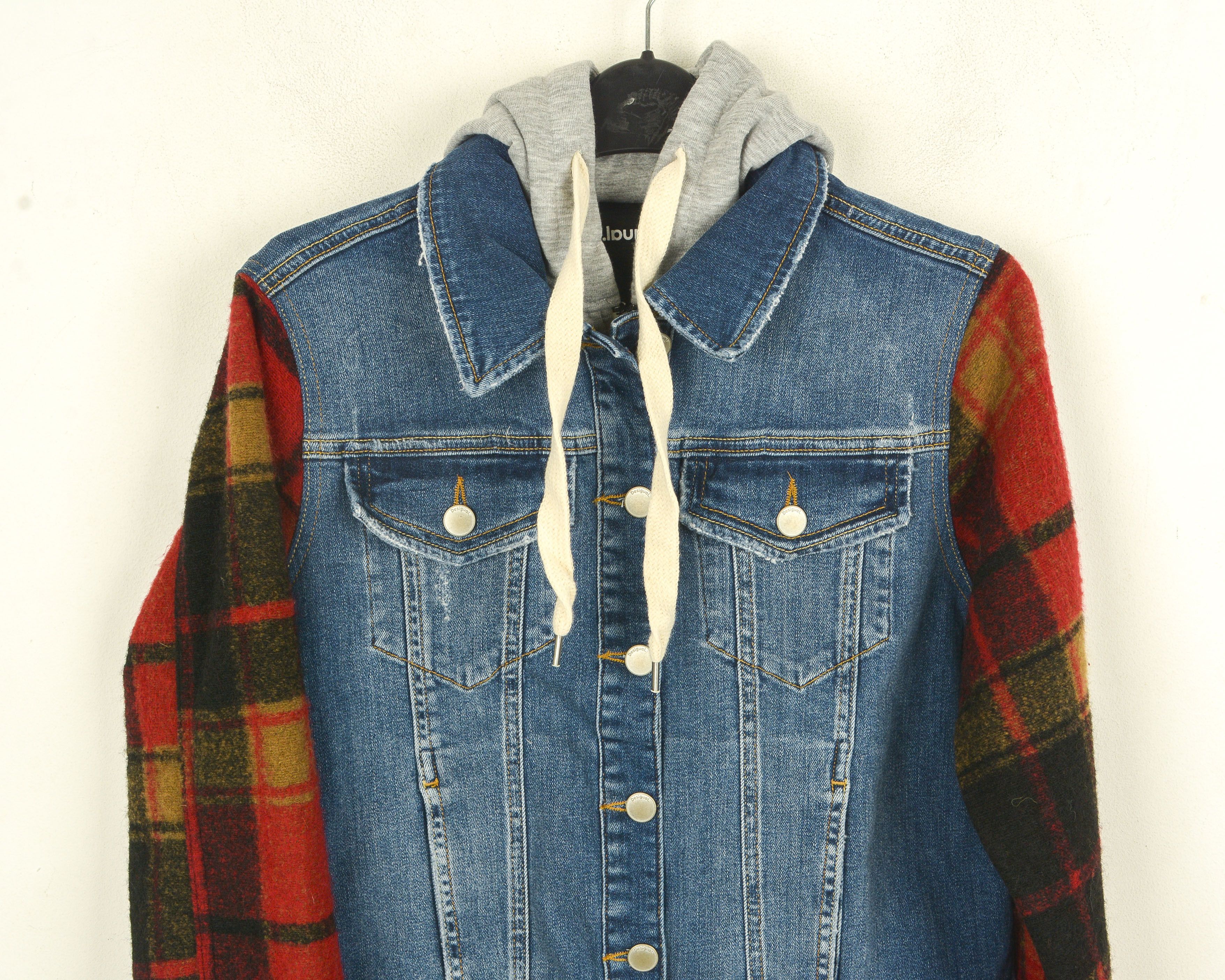 Desigual Washington Denim Jacket Women M Hooded Trucker Hoodie Jumper Size M / US 6-8 / IT 42-44 - 2 Thumbnail