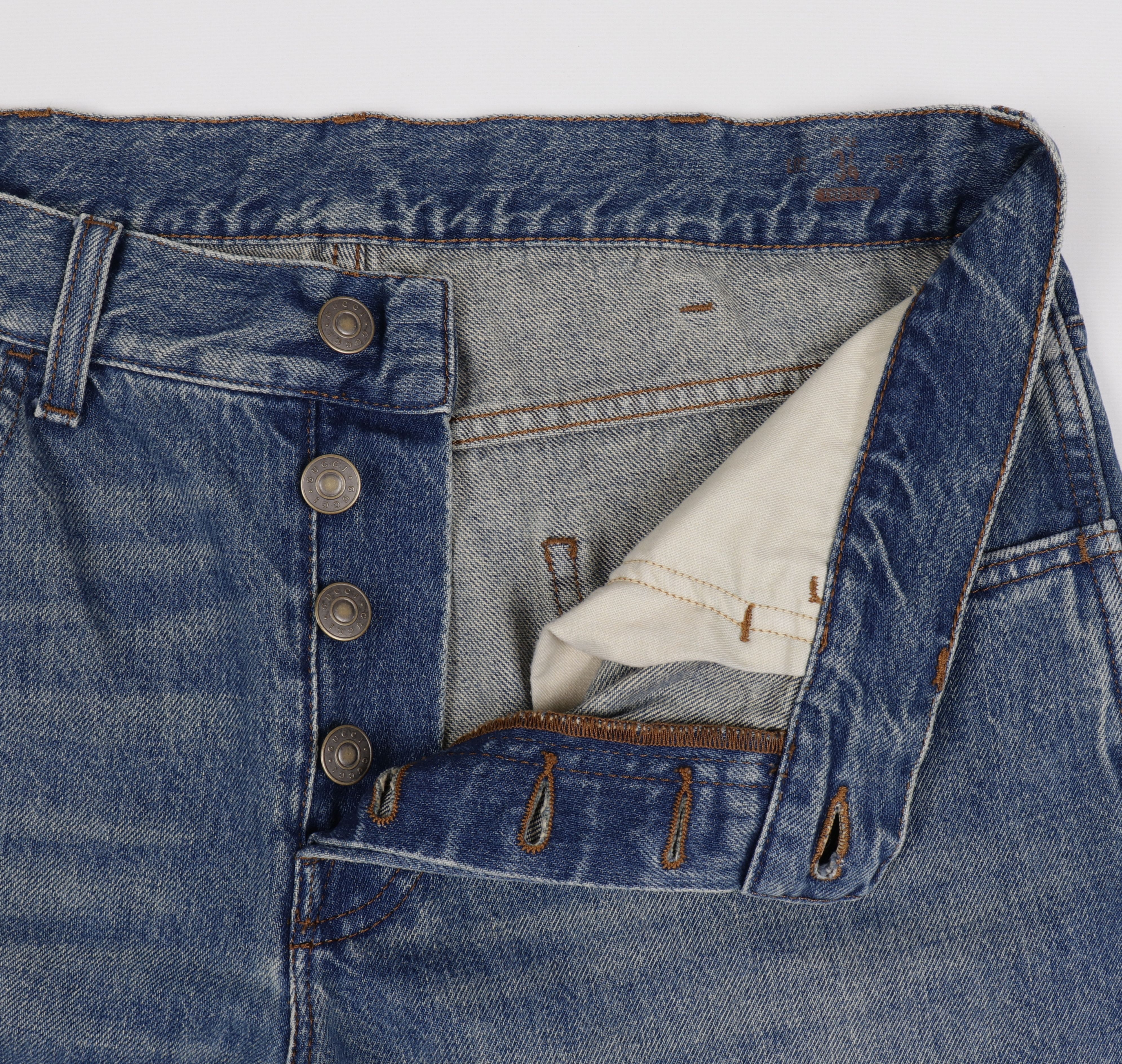 Gucci Men's Gucci Cotton Blue Jeans Web Strap W32" L40" Size US 32 / EU 48 - 8 Thumbnail