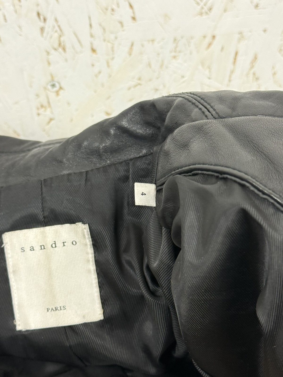 Sandro Sandro Paris Lambskin Black Biker Leather Jacket Size 4 Size L / US 10 / IT 46 - 12 Thumbnail