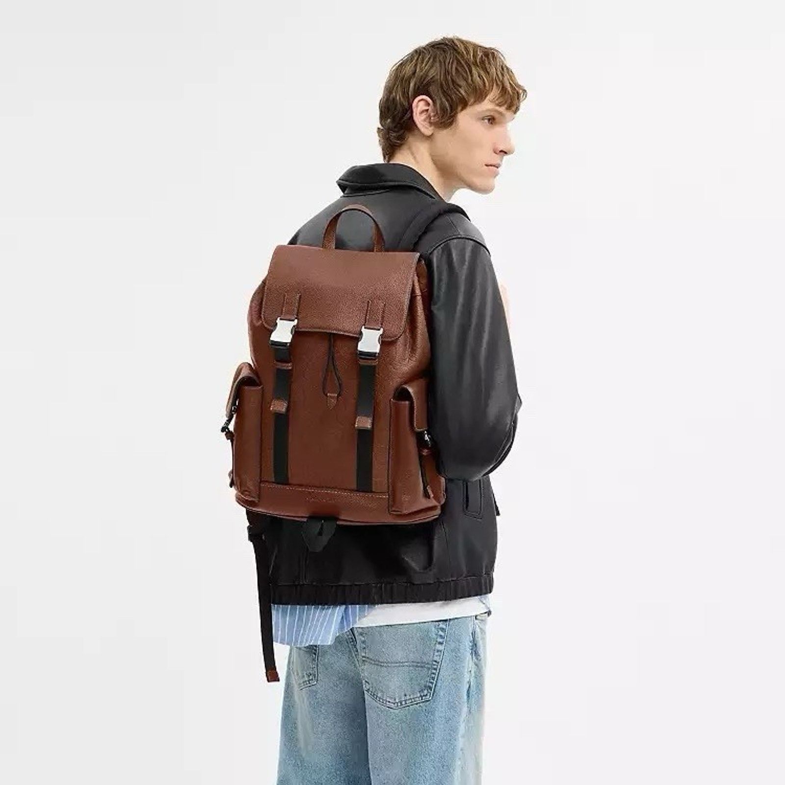 Coach NWT COACH MEN'S Clark Backpack Silver/Vintage Brown CDC21 Size ONE SIZE - 9 Thumbnail