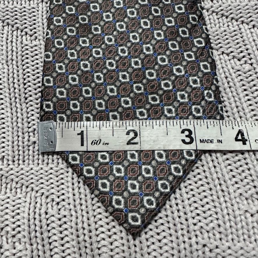 Vitaliano Vitaliano Pancaldi steel gray geometric Italian silk tie Size ONE SIZE - 6 Thumbnail