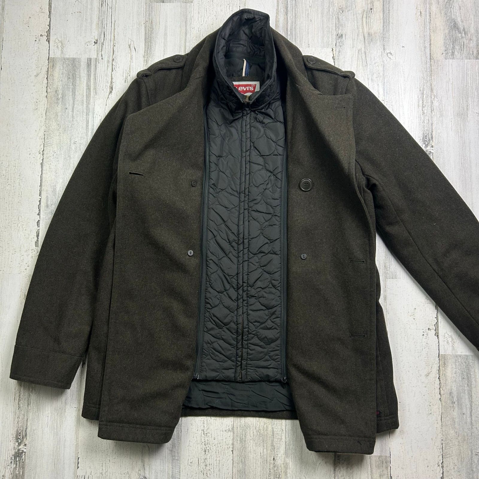 Levi's Levi's Wool Blend Peacoat Jacket With Quilted Lining Size US M / EU 48-50 / 2 - 4 Thumbnail