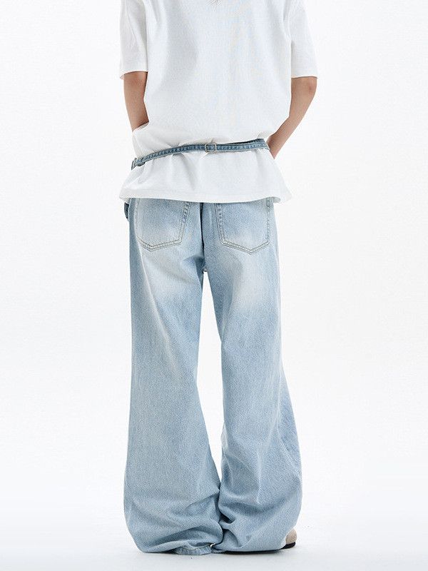 Japanese Brand Straight-leg men's retro Cleanfit cat whisker loose jeans Size US 32 / EU 48 - 4 Thumbnail