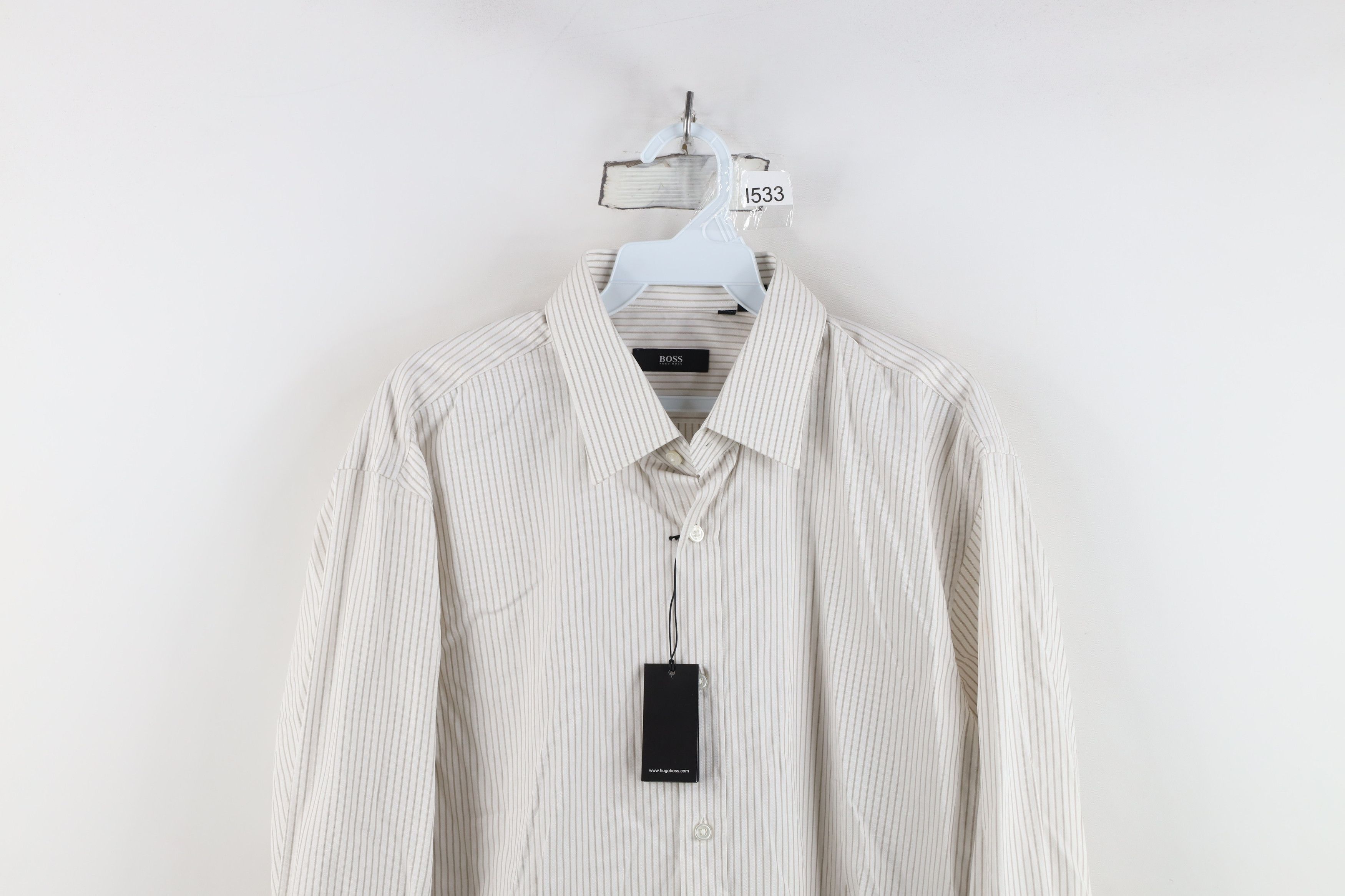 Hugo Boss New Hugo Boss Pinstriped Collared Button Shirt White Gray Size US M / EU 48-50 / 2 - 2 Thumbnail