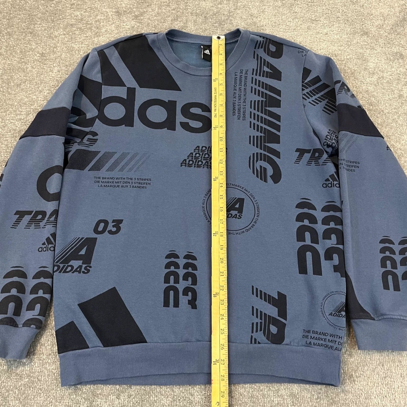 Adidas ADIDAS Pullover Mens Large Blue Pullover Post Game Crewneck Sweatshirt All Over Size US L / EU 52-54 / 3 - 3 Thumbnail
