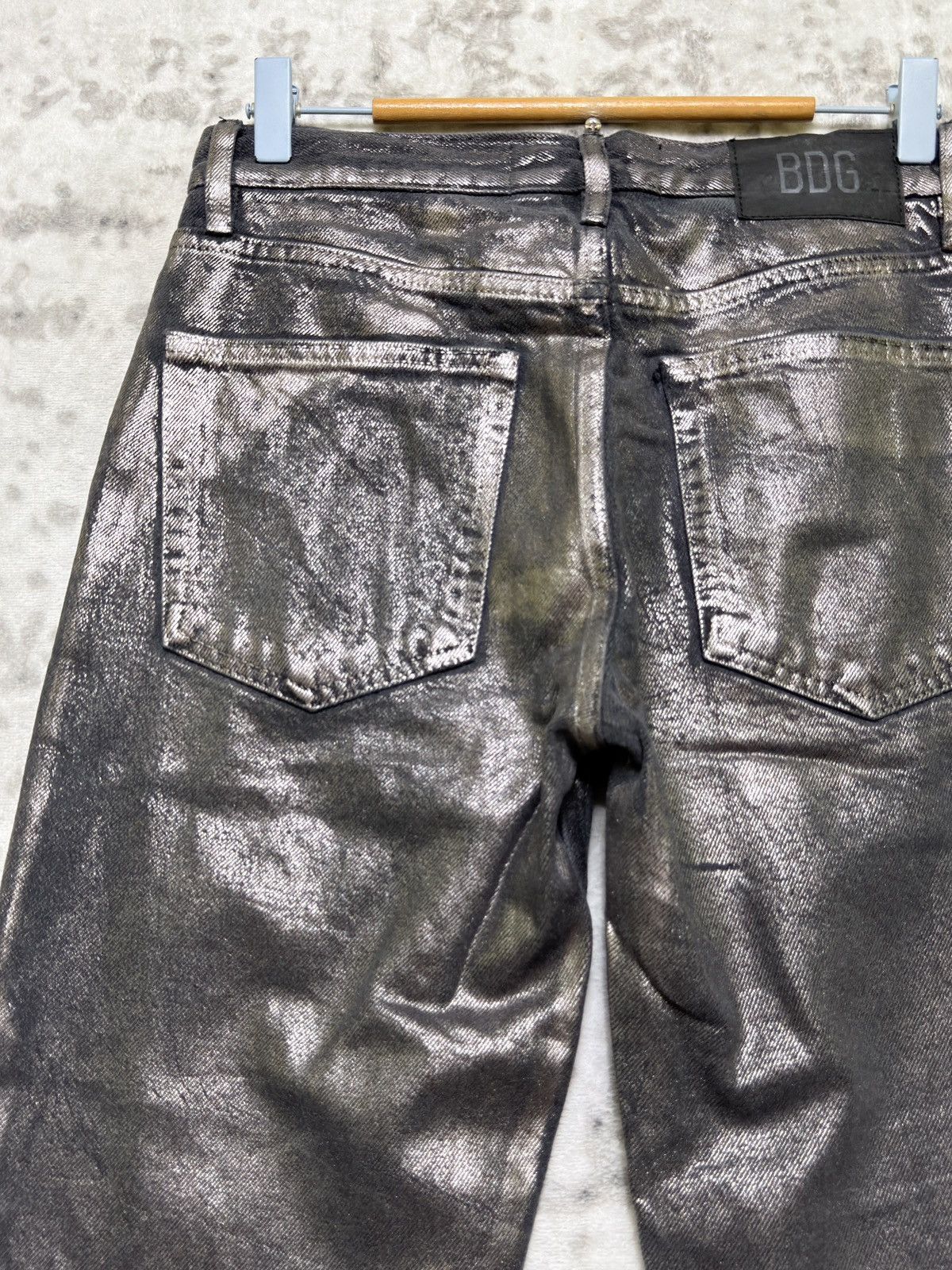 5351 POUR LES HOMMES BDG Metallic Coated Black Skinny Jeans Y2K Futuristic Punk Size US 28 / EU 44 - 10 Thumbnail
