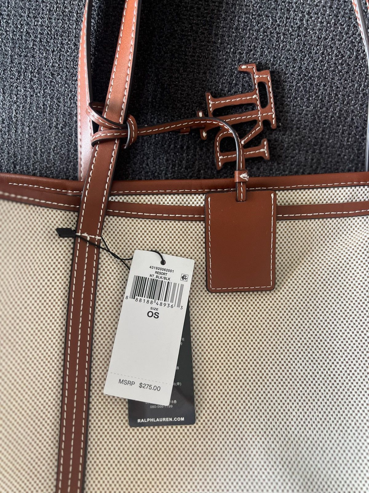 Ralph Lauren CANVAS & LEATHER LARGE EMERIE TOTE - Tote bag Size ONE SIZE - 7 Thumbnail