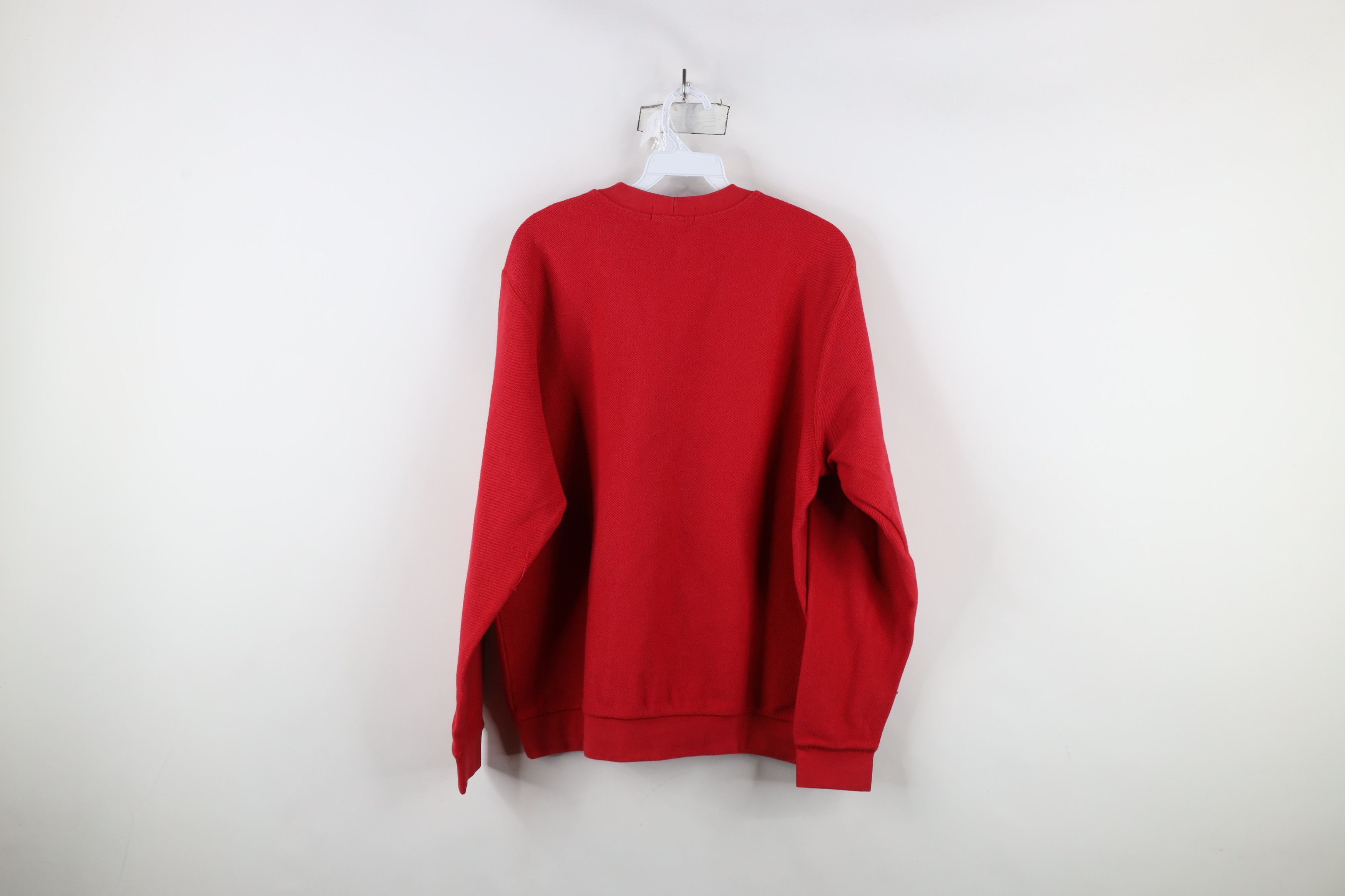Lands' End × Vintage Vintage 90s Lands End Cotton Weave Crewneck Sweater Red Size L / US 10 / IT 46 - 12 Thumbnail