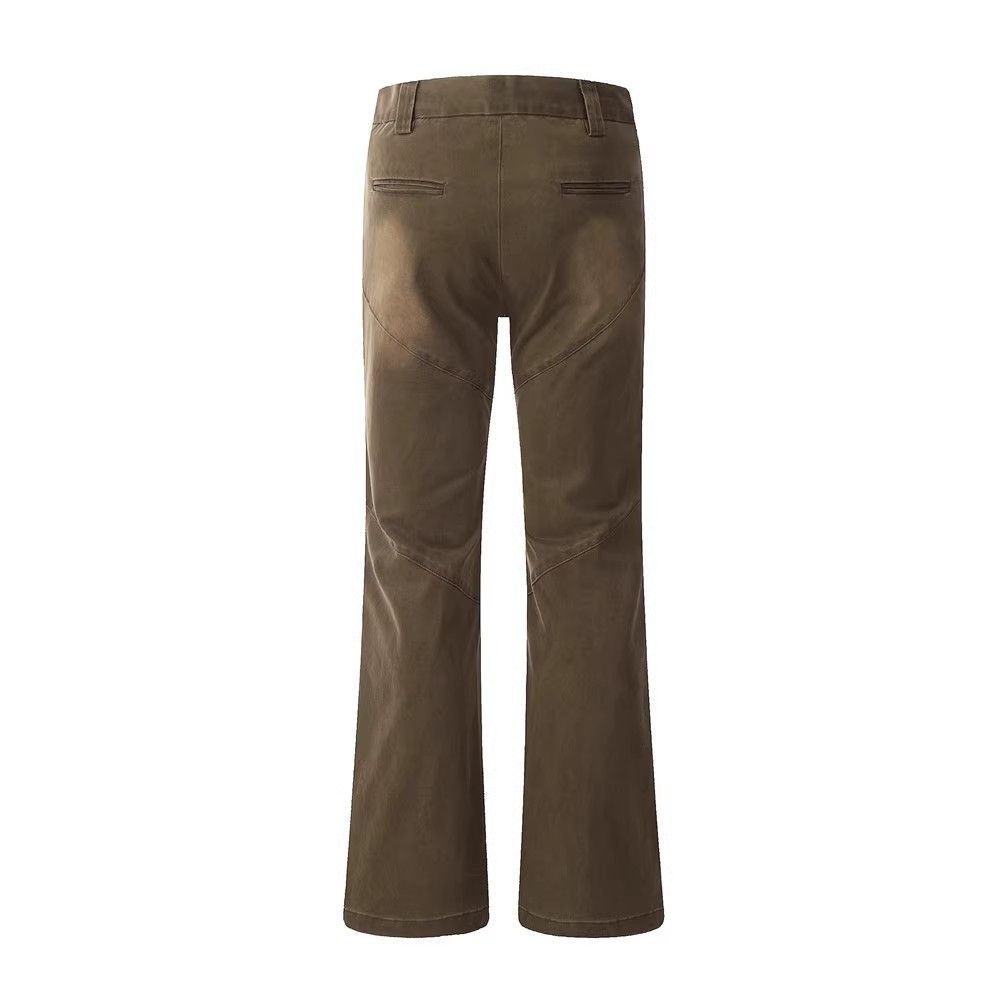 Punk men's irregular stitching multi-pocket bootcut jeans