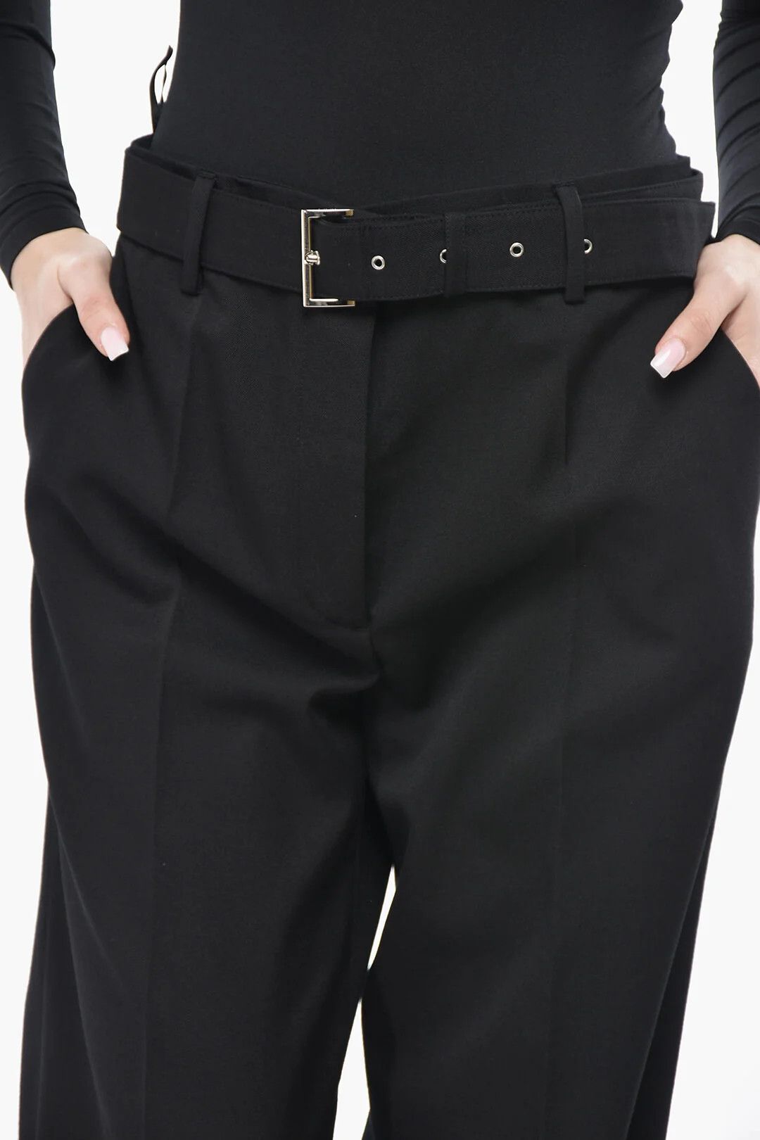Prada og1mm0426 Gabardine Palazzo Pant in Black Size 28" / US 6 / IT 42 - 3 Thumbnail