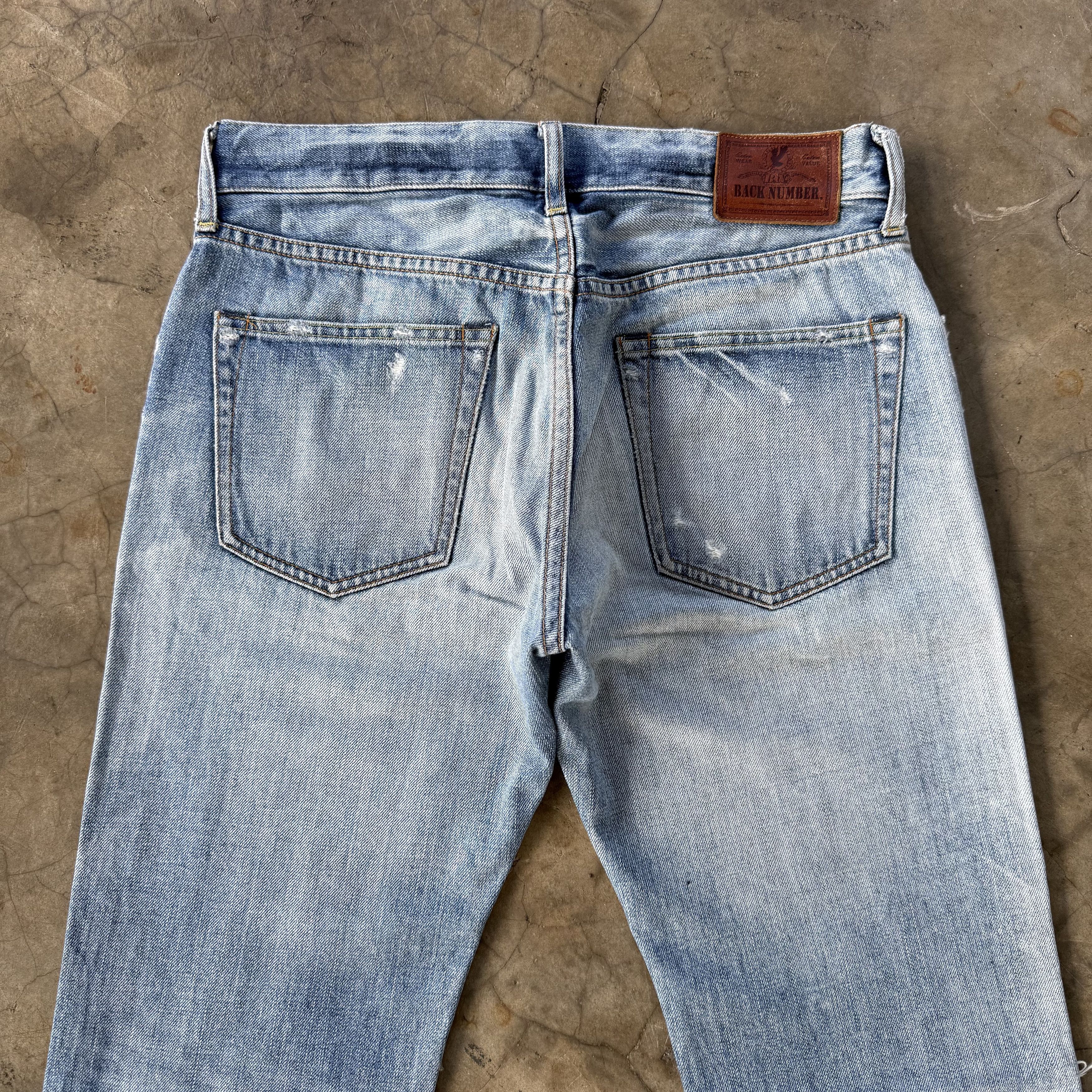 Japanese Brand Vintage Back Number Faded Wash Blue Denim Jean W31 Size US 31 - 10 Thumbnail