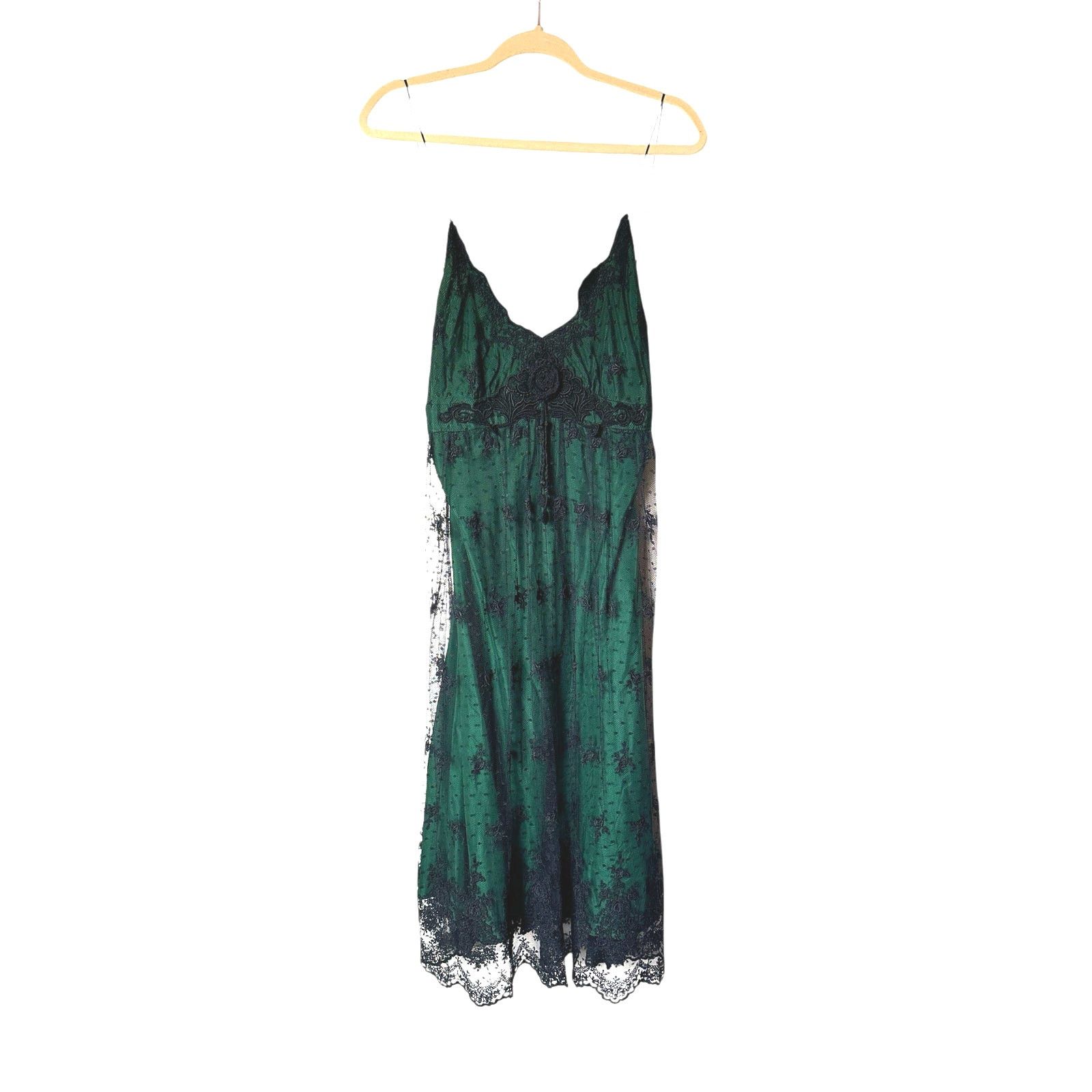 Other Miguelina Green Floral Sexy Sheer Lingerie Lace Slip Dress Size M / US 6-8 / IT 42-44 - 2 Thumbnail