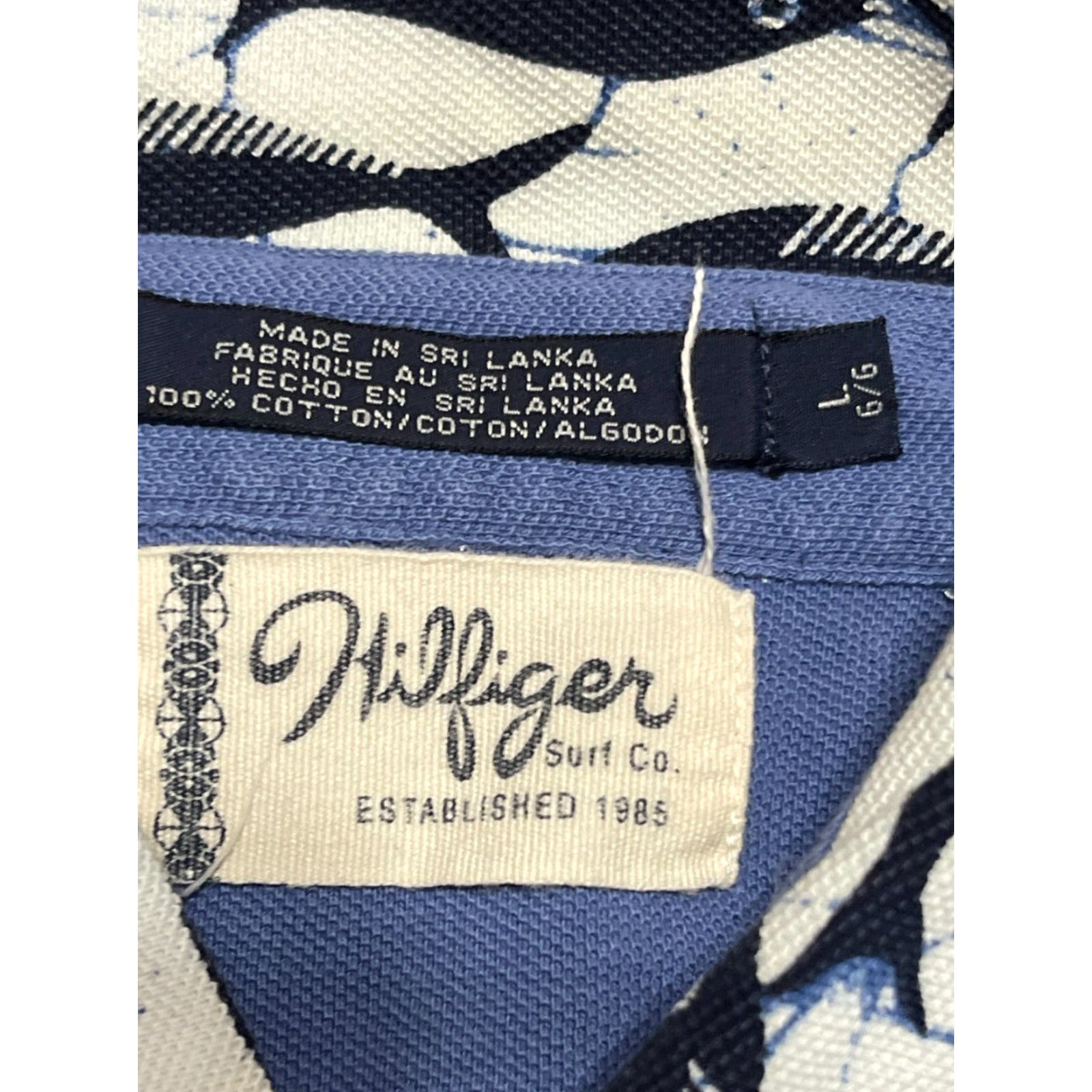 Tommy Hilfiger Hilfiger Shirt, Men's Large, Button-Up, Short Sleeve, White/Blue, Casual, Regular Fit, Button, Collared, Stone: N/A Size US L / EU 52-54 / 3 - 6 Thumbnail