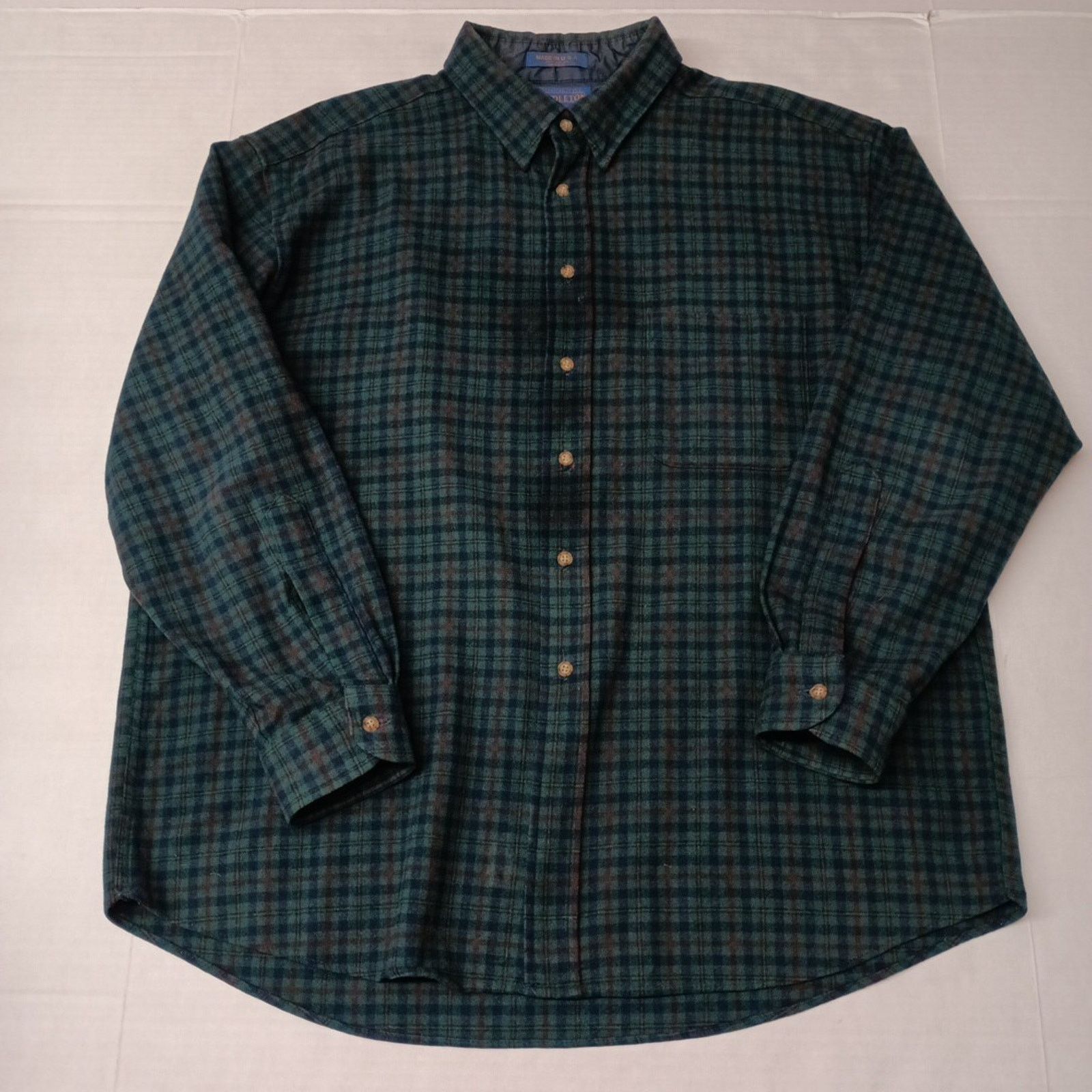 Pendleton Vin Pendleton Wool Flannel Check Plaid Green Blue Men's XL Size US XL / EU 56 / 4 - 1 Thumbnail