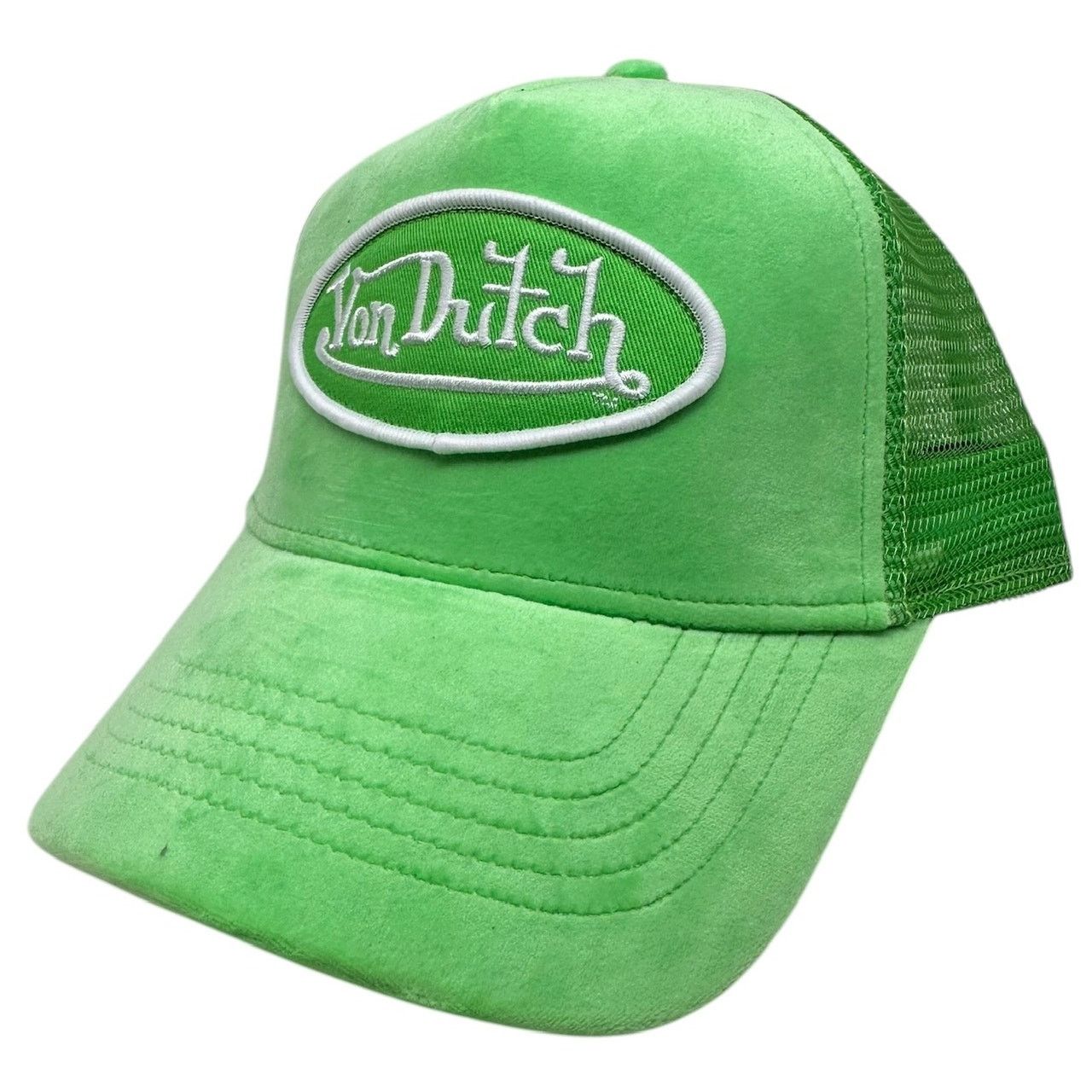 Von Dutch Von Dutch Trucker Hat Lime Green Velvet Snapback Cap Size ONE SIZE - 1 Thumbnail
