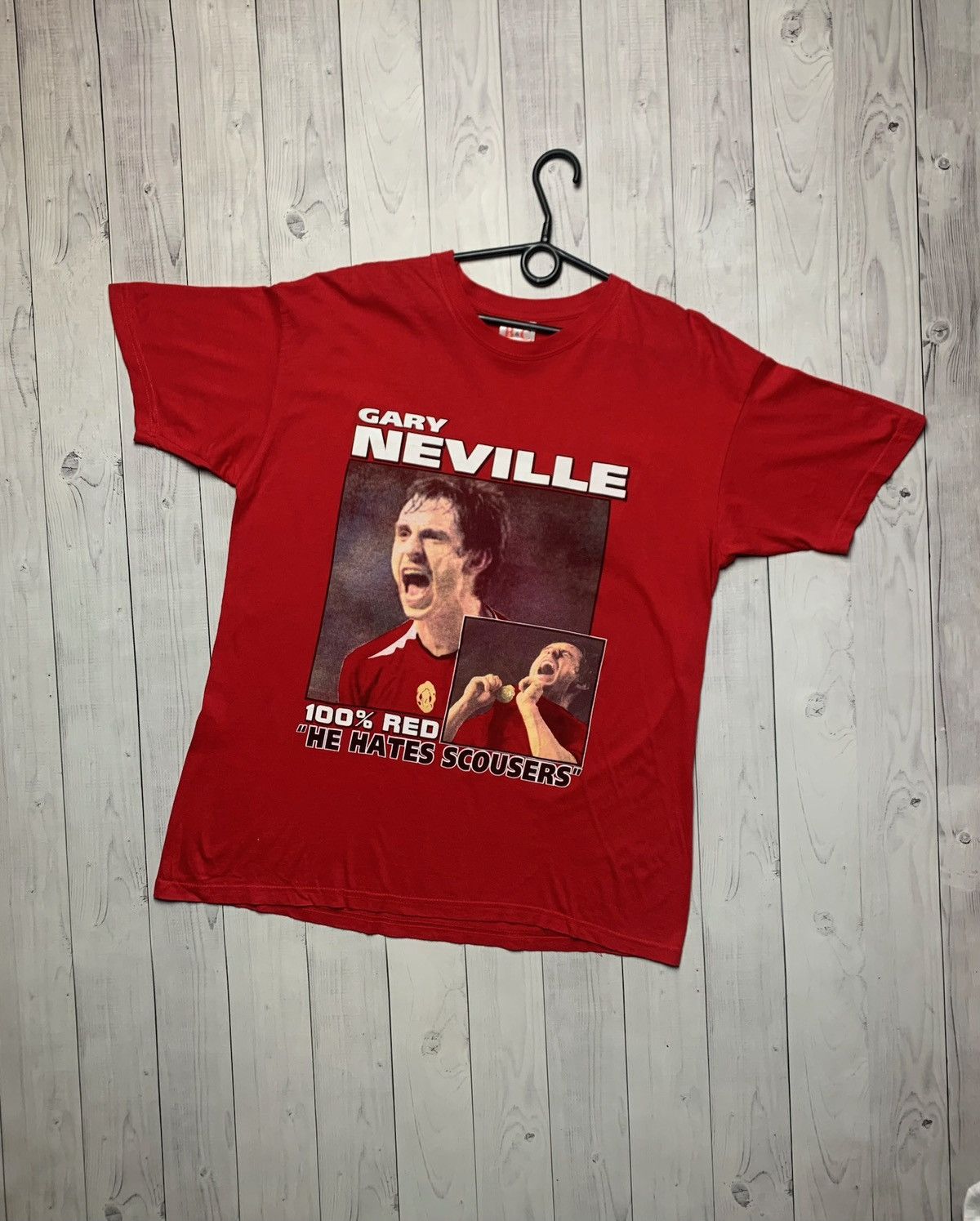 Vintage Vintage Manchester United soccer tee Gary Neville rare L Size US L / EU 52-54 / 3 - 1 Thumbnail