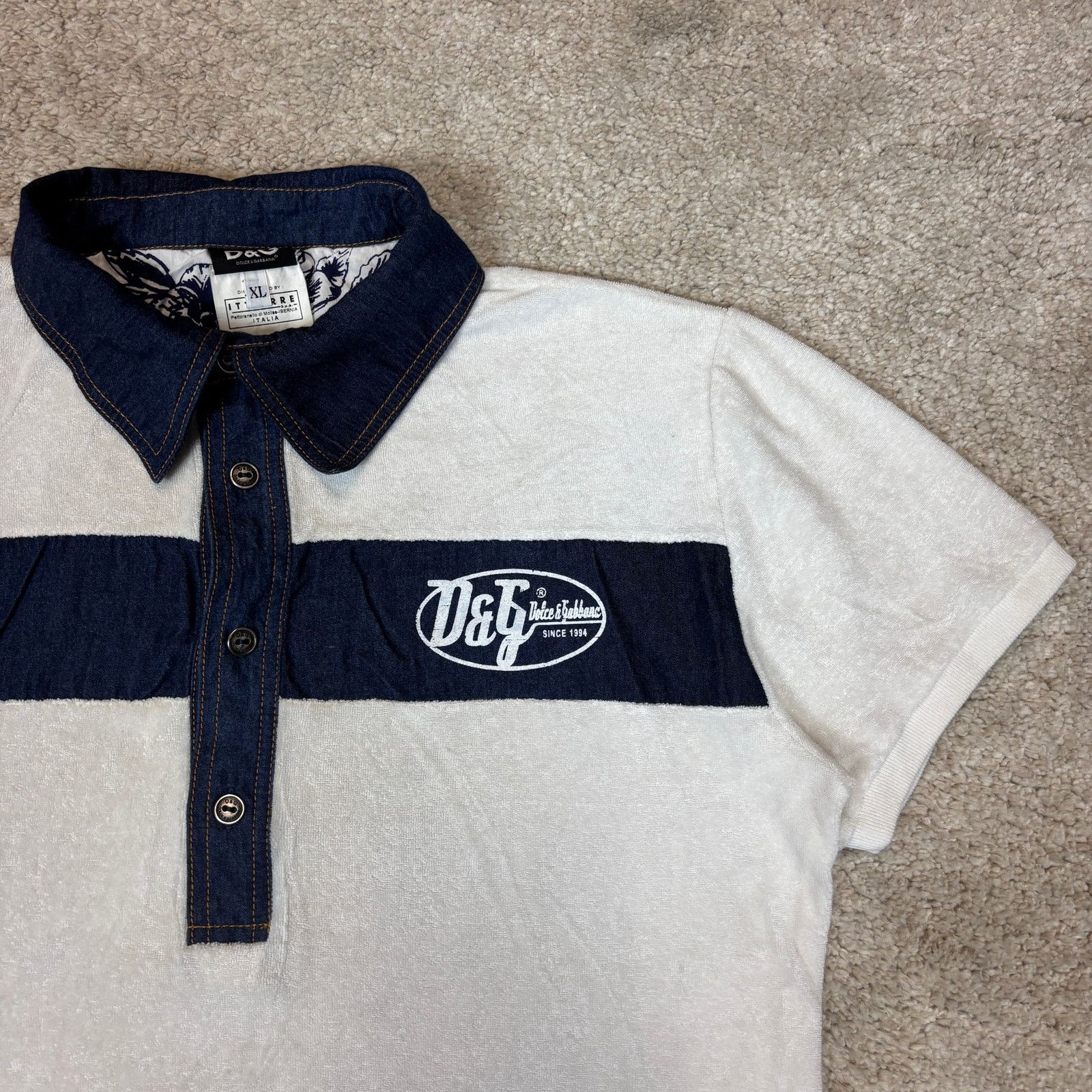 Dolce & Gabbana Vintage D&G Dolce & Gabbana Terry Cloth Polo Shirt XL Y2K Size XL / US 12-14 / IT 48-50 - 12 Thumbnail
