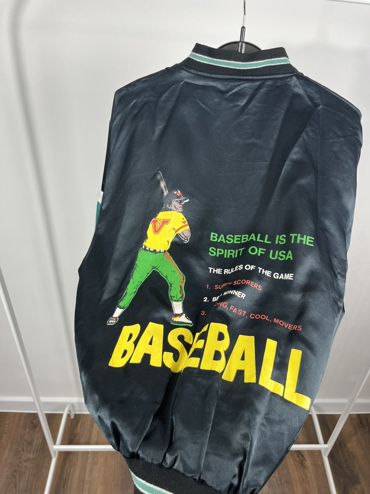 Other Vintage Baseball Satin Bomber Jacket Sports Line Graphic Size US L / EU 52-54 / 3 - 13 Thumbnail
