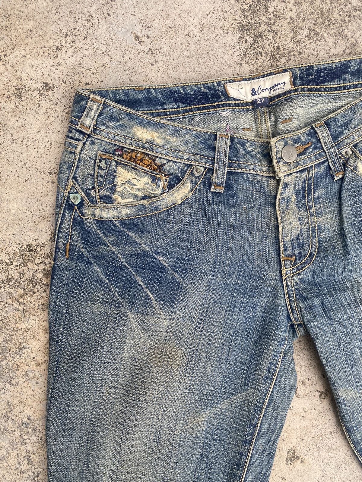 Japanese Brand Flare Jeans Jc Company Distressed Embroidered Skull Bootcut Size US 30 / EU 46 - 8 Thumbnail