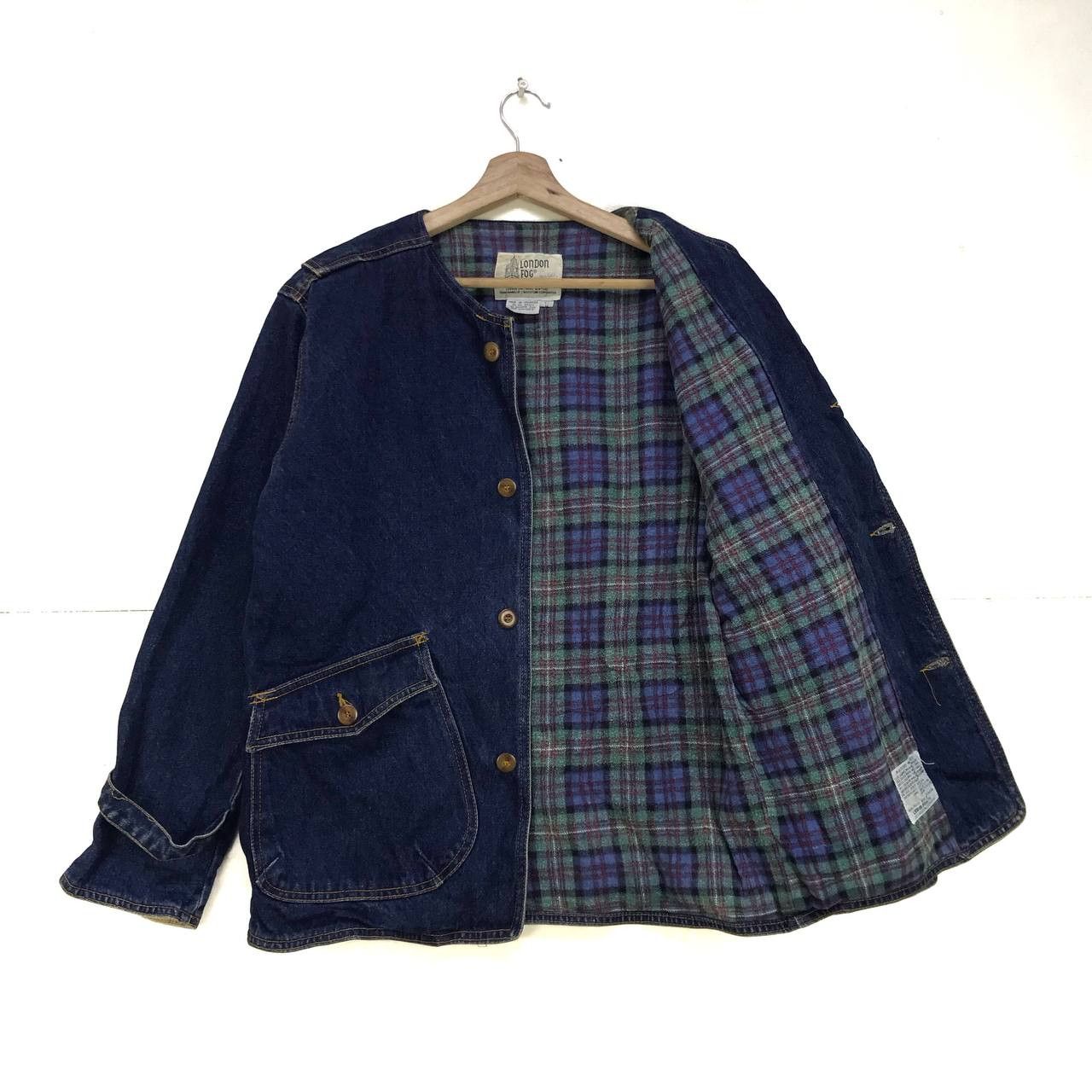 London Fog Vintage London Fog Collarless Denim Jacket Size US S / EU 44-46 / 1 - 3 Thumbnail