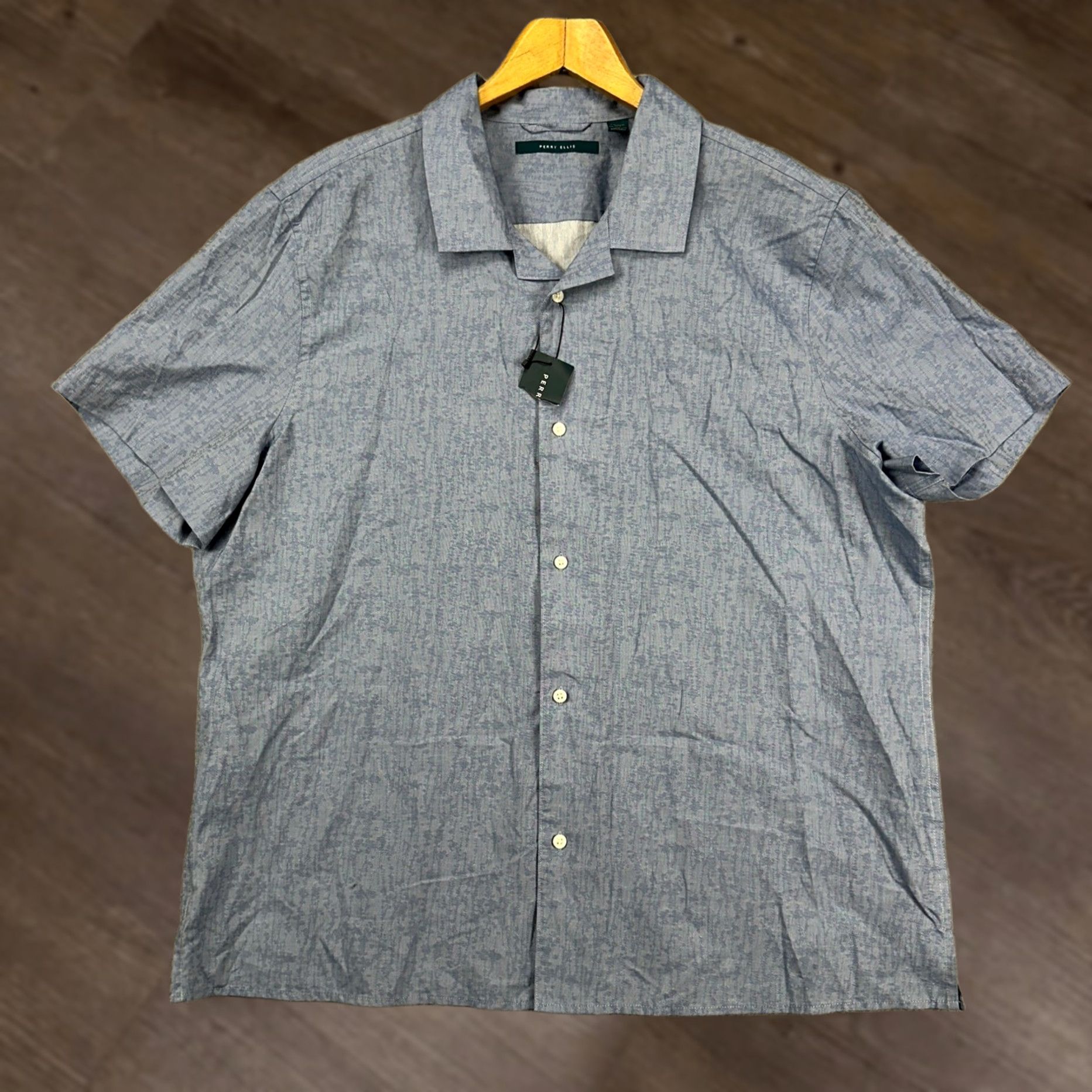 Perry Ellis Perry Ellis Button Up Shirt Mens 2XL Blue Camo Short Sleeve Casual New Size US XXL / EU 58 / 5 - 1 Thumbnail