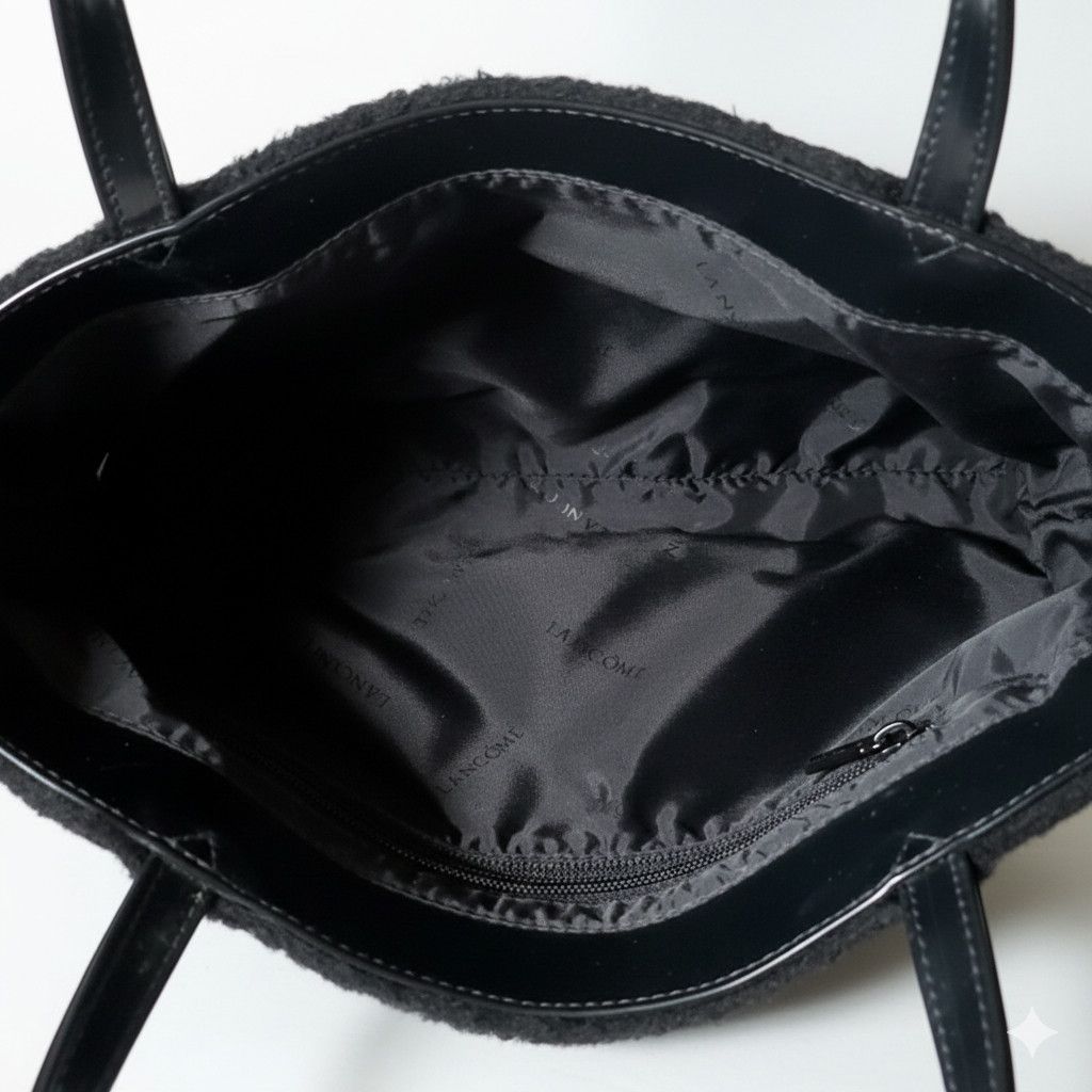 Other Lancome 10x7x2" Paris Handbag Purse Black Faux Fur Leather Size ONE SIZE - 5 Thumbnail