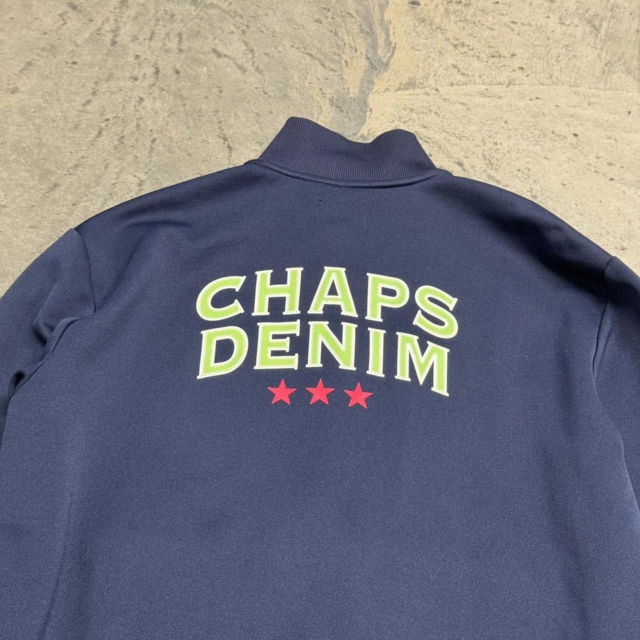 Chaps × Vintage VTG Y2K Chaps Denim Striped Zip Up Track Jacket Size US L / EU 52-54 / 3 - 6 Thumbnail