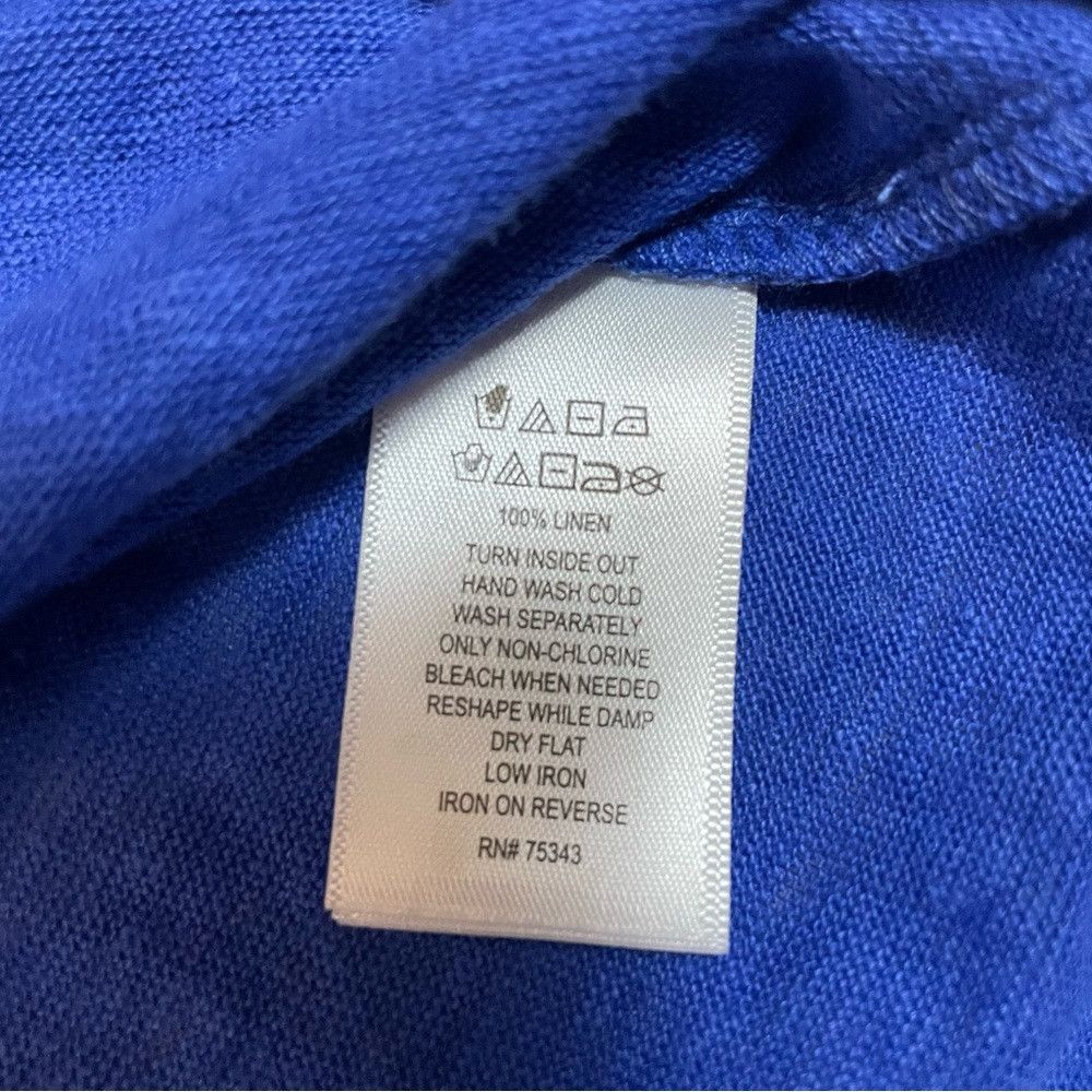 Elie Tahari NWT New Tahari Linen V-Neck Blue Top Size 2X Size XXL / US 16-18 / IT 52-54 - 7 Thumbnail