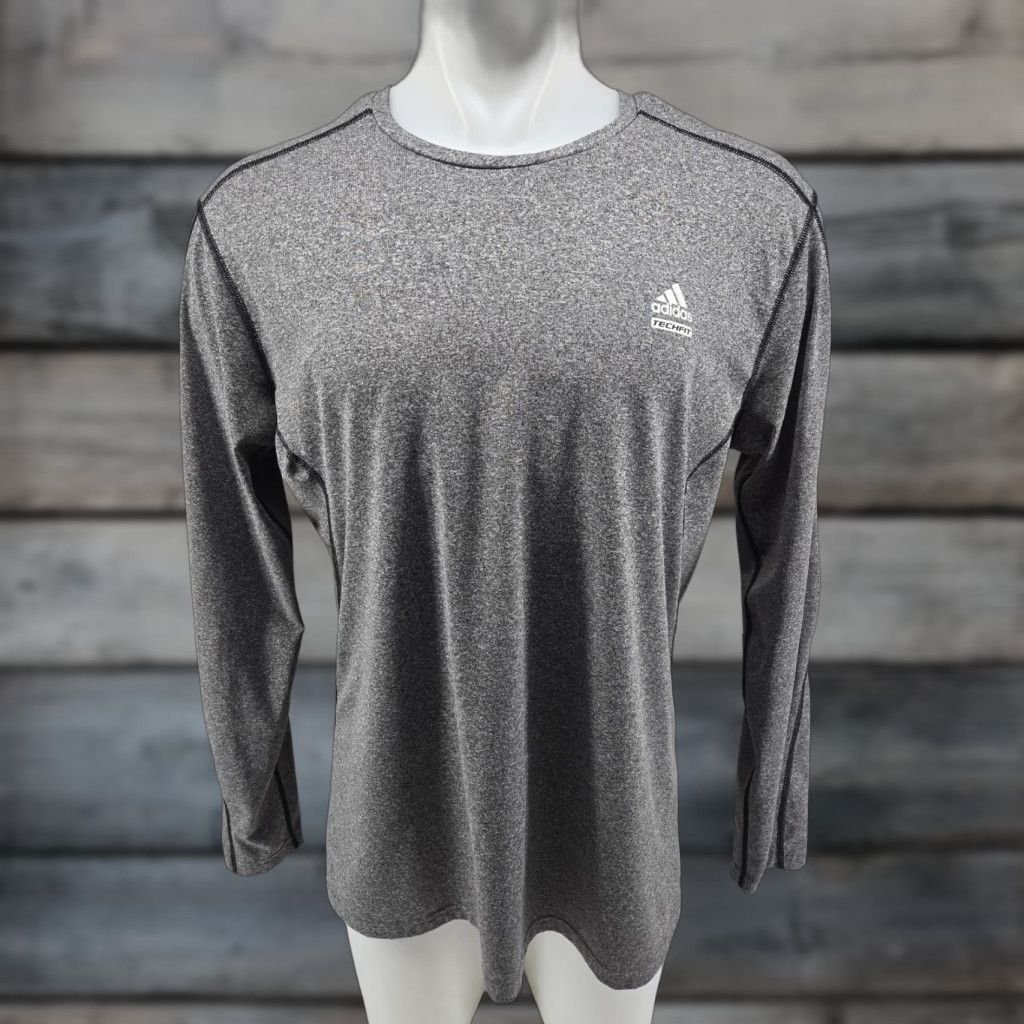 Adidas Adidas Techfit Shirt Men XL Gray Long Sleeve Performance Stretch Climalite Size US XL / EU 56 / 4 - 1 Thumbnail