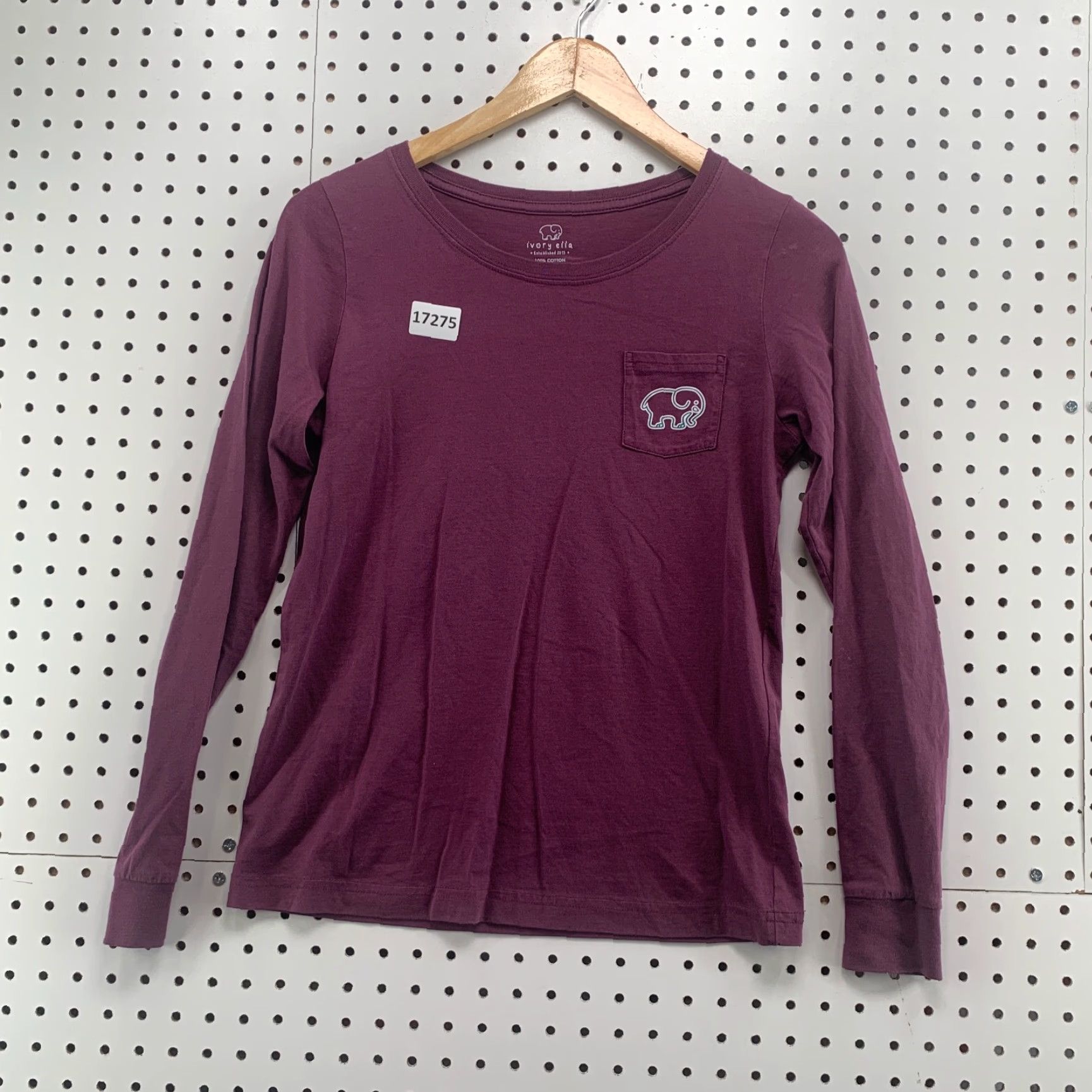 Vintage Ivory Ella Purple Long Sleeve Shirt Womans Small Pocket TEE Elephent Logo 17X22 Size S / US 4 / IT 40 - 7 Thumbnail