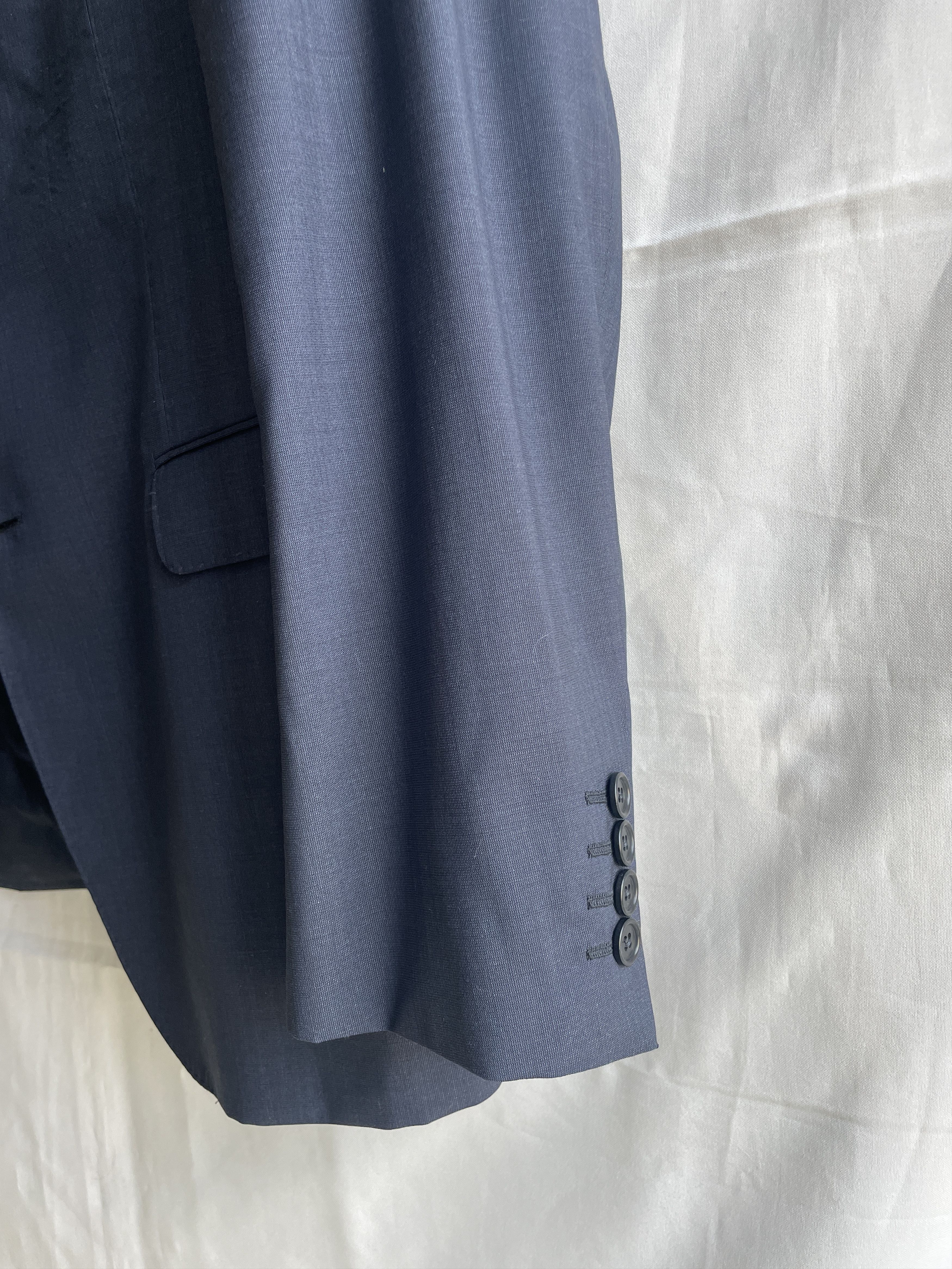 Armani Collezioni Armani Collezioni Navy Solid Wool Silk Suit Size EUR 50R Size 40R - 9 Thumbnail
